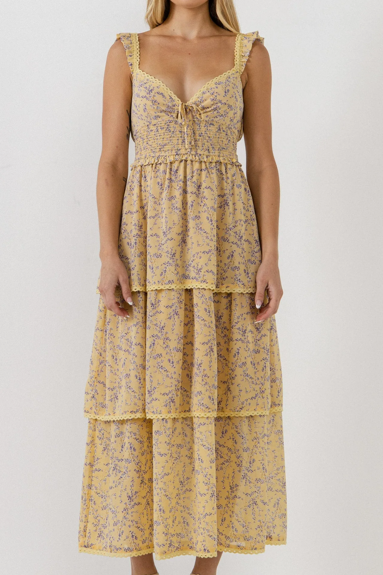 Floral Lace Trim Detail Maxi Dress sold by Endless Rose product image thumbnail 2