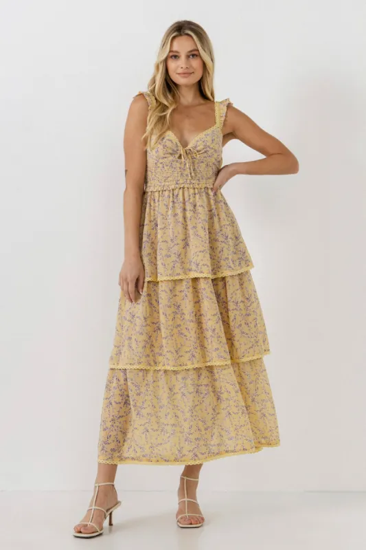 Floral Lace Trim Detail Maxi Dress sold by Endless Rose
