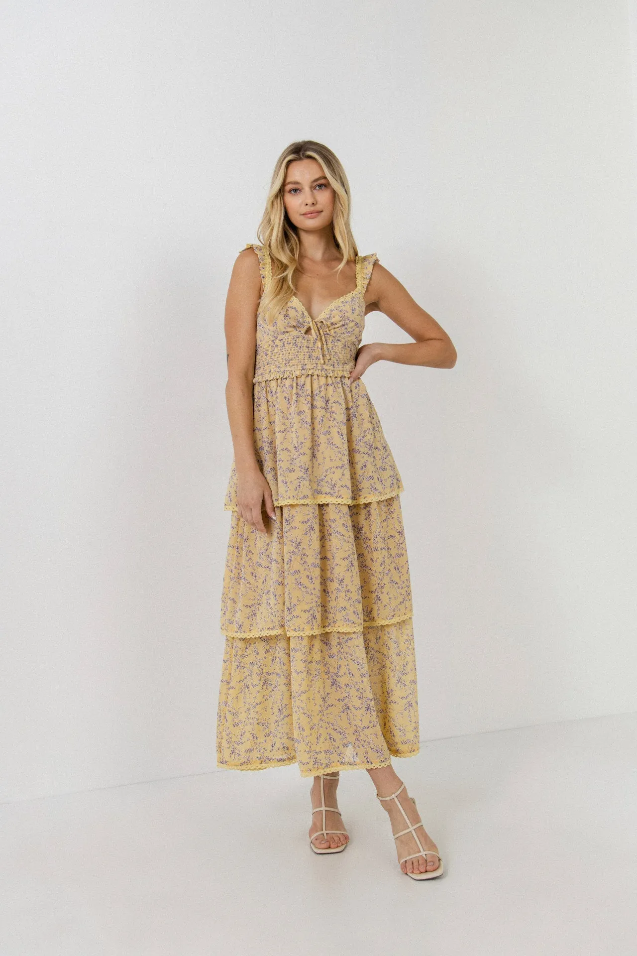 Floral Lace Trim Detail Maxi Dress sold by Endless Rose product image thumbnail 5