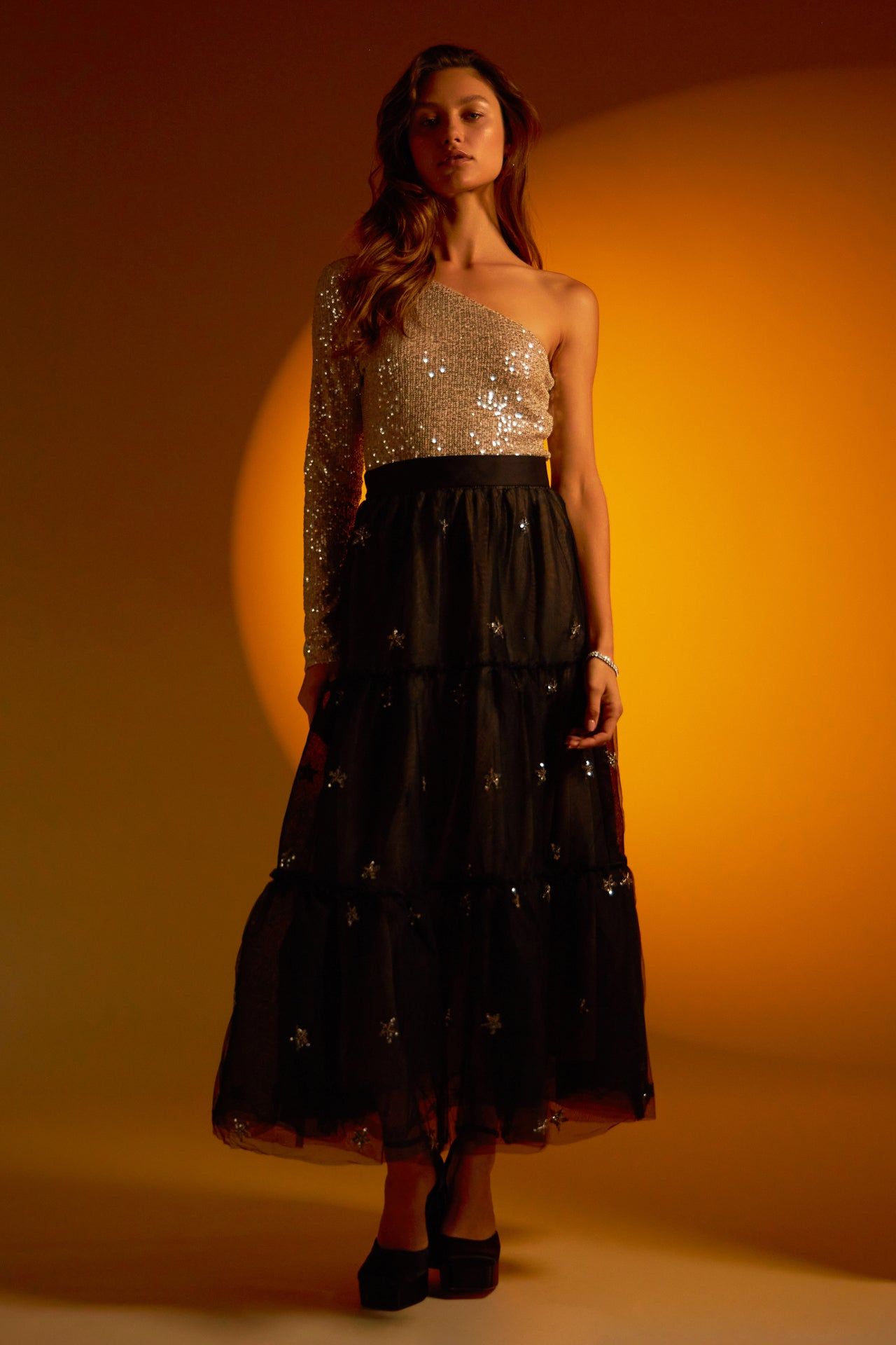 One Sleeve Sequin Crop Top sold by Endless Rose