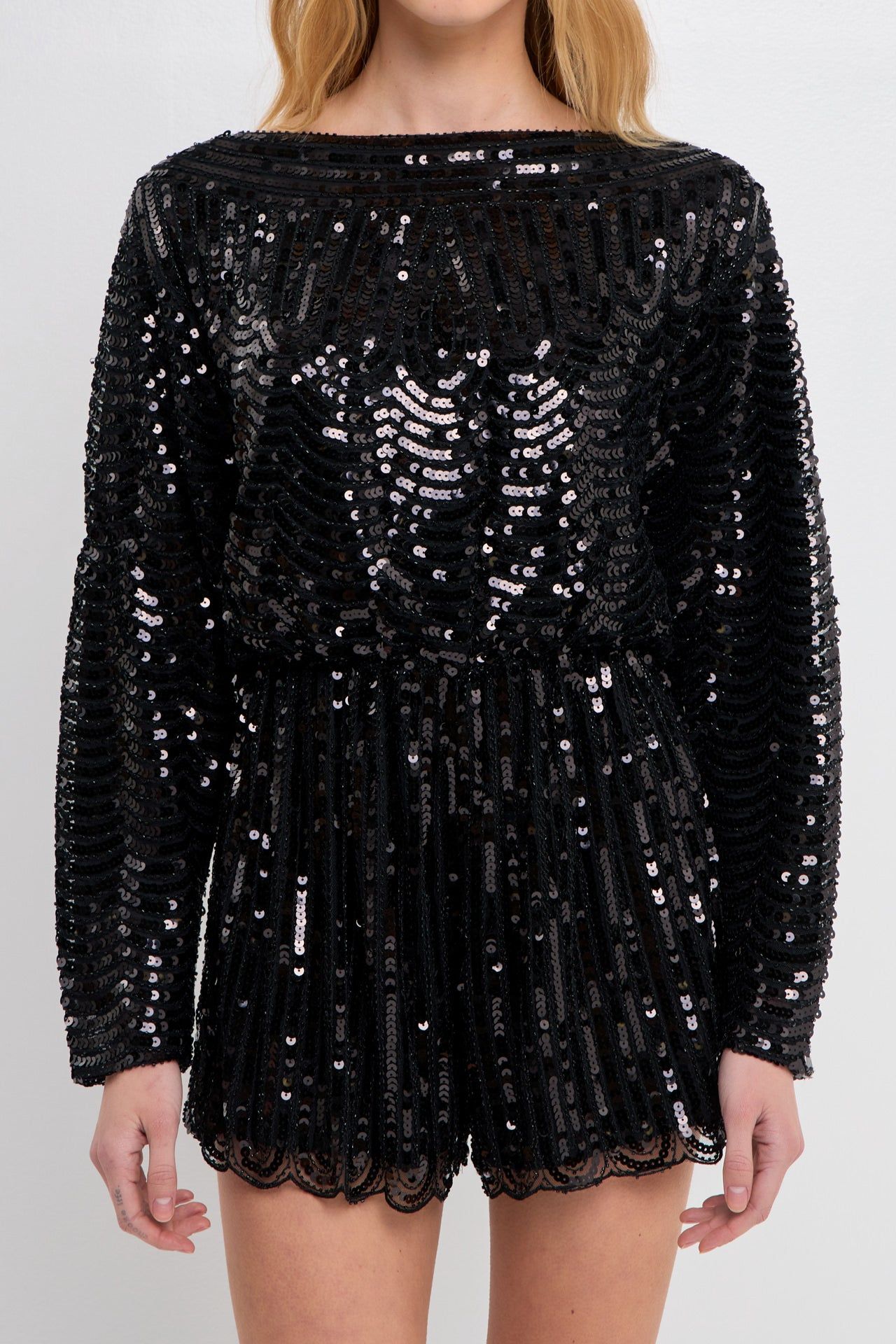 Boat Neck Sequin Romper sold by Endless Rose product image thumbnail 2