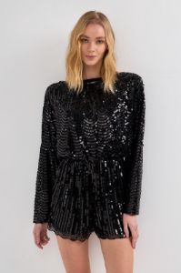 Boat Neck Sequin Romper sold by Endless Rose