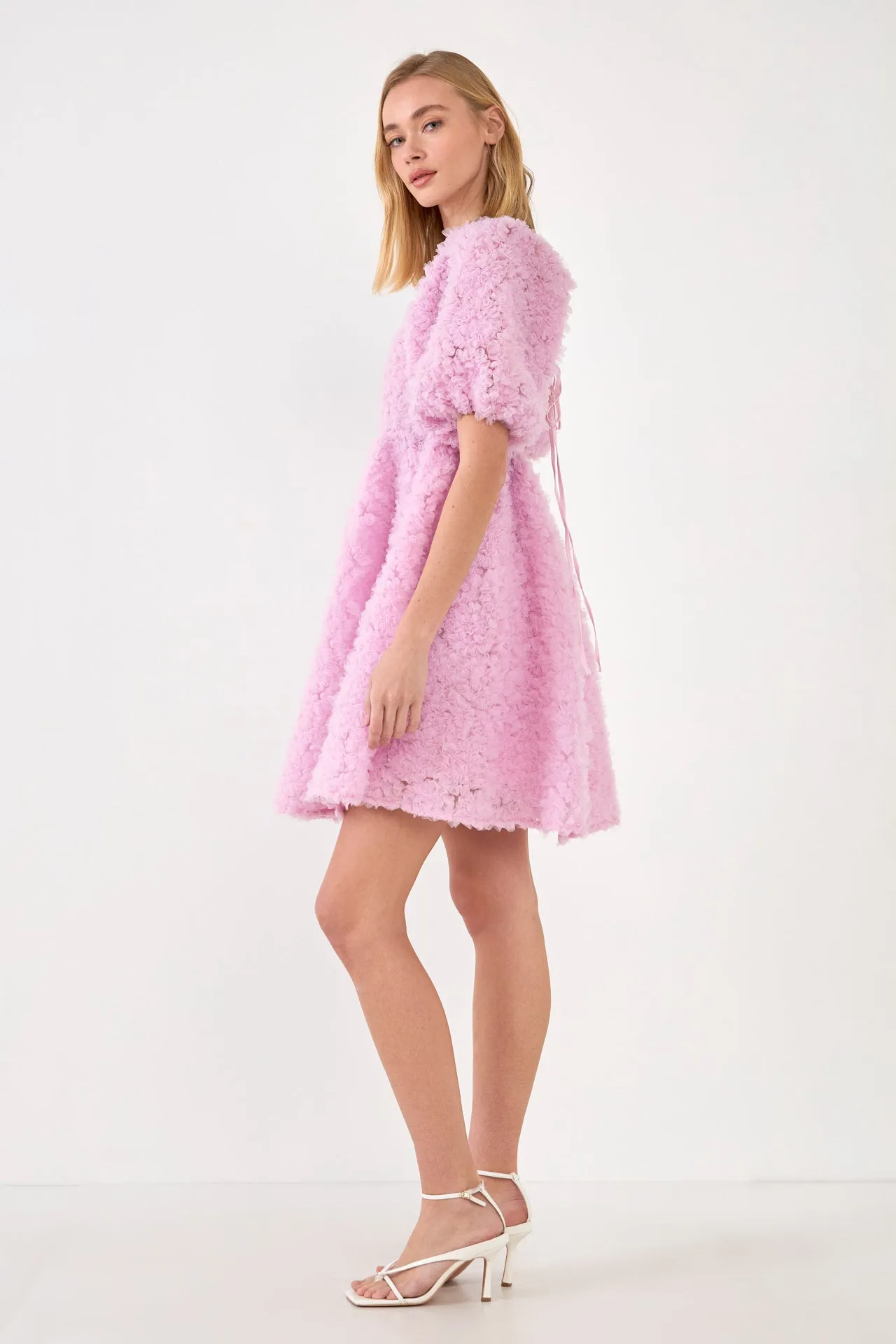 Floral Trim Fabric Back Tie Detail Mini Dress sold by Endless Rose product image thumbnail 3