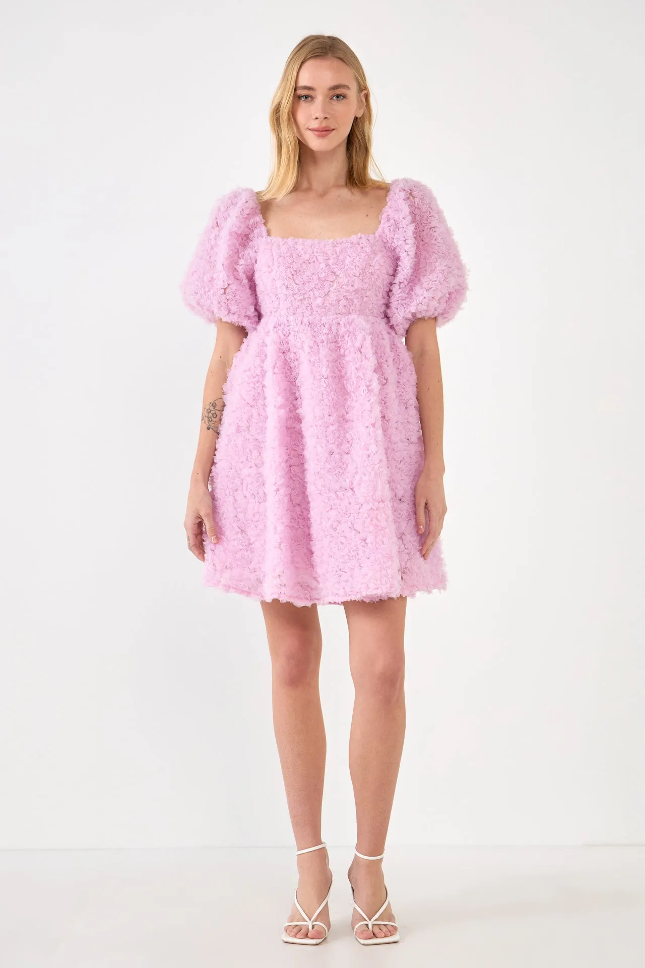 Floral Trim Fabric Back Tie Detail Mini Dress sold by Endless Rose