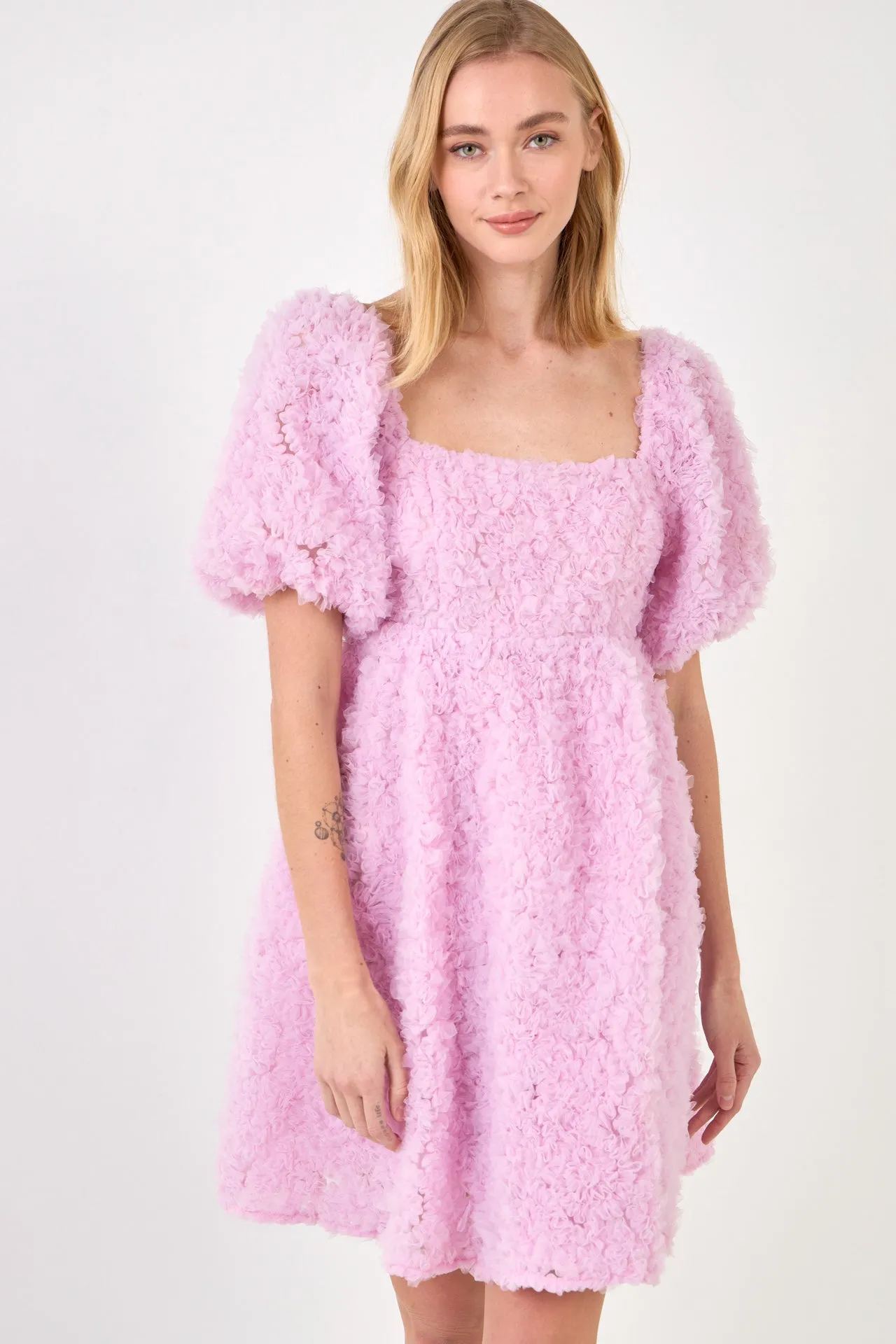 Floral Trim Fabric Back Tie Detail Mini Dress sold by Endless Rose product image thumbnail 5