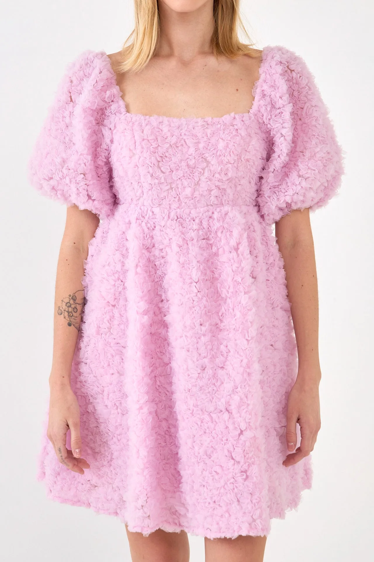 Floral Trim Fabric Back Tie Detail Mini Dress sold by Endless Rose product image thumbnail 2