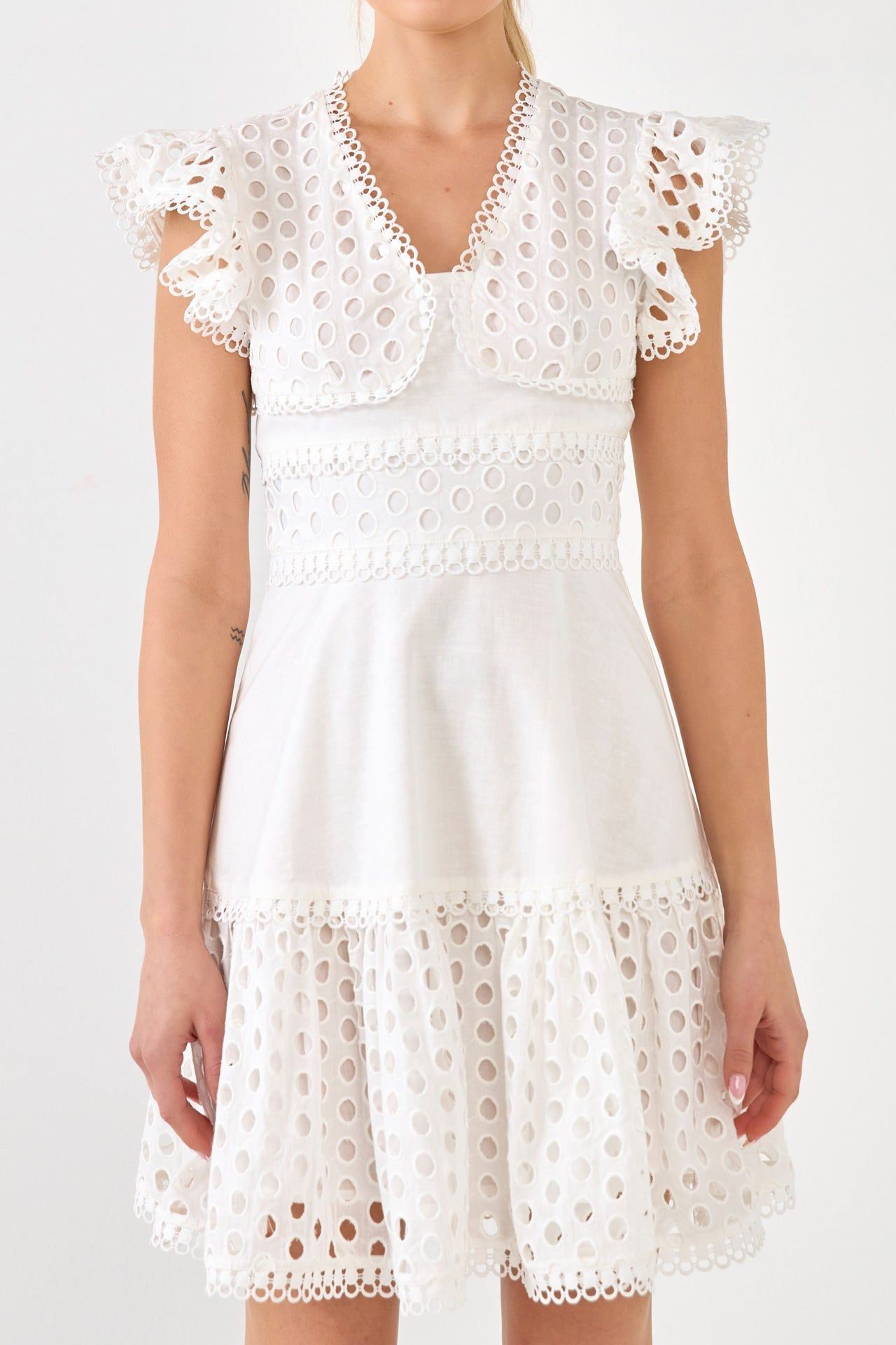 Eyelet Mixed Media Mini Dress sold by Endless Rose product image thumbnail 5