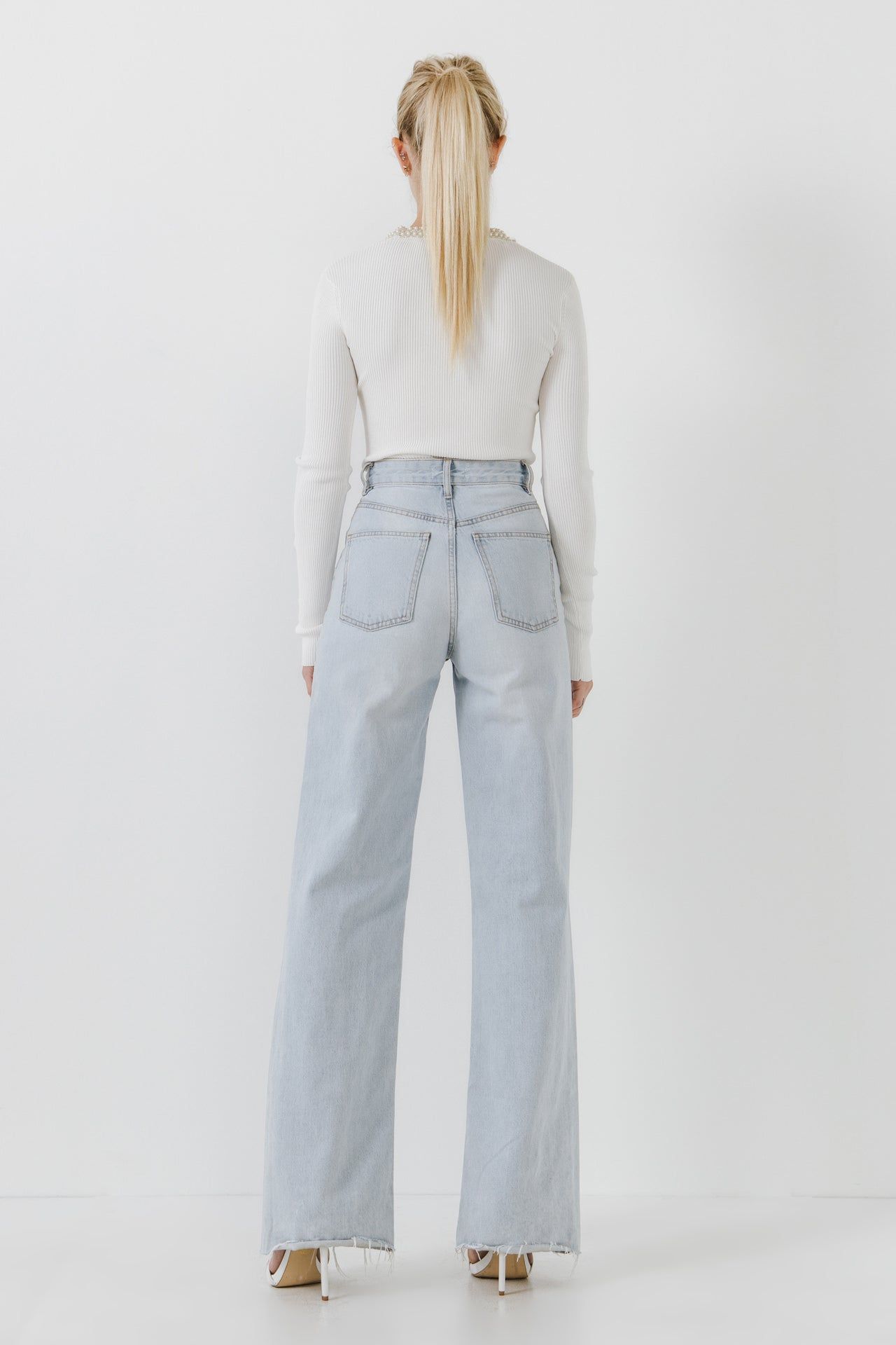 Beads & Faux Pearl Neckline Knit Top sold by Endless Rose product image thumbnail 4