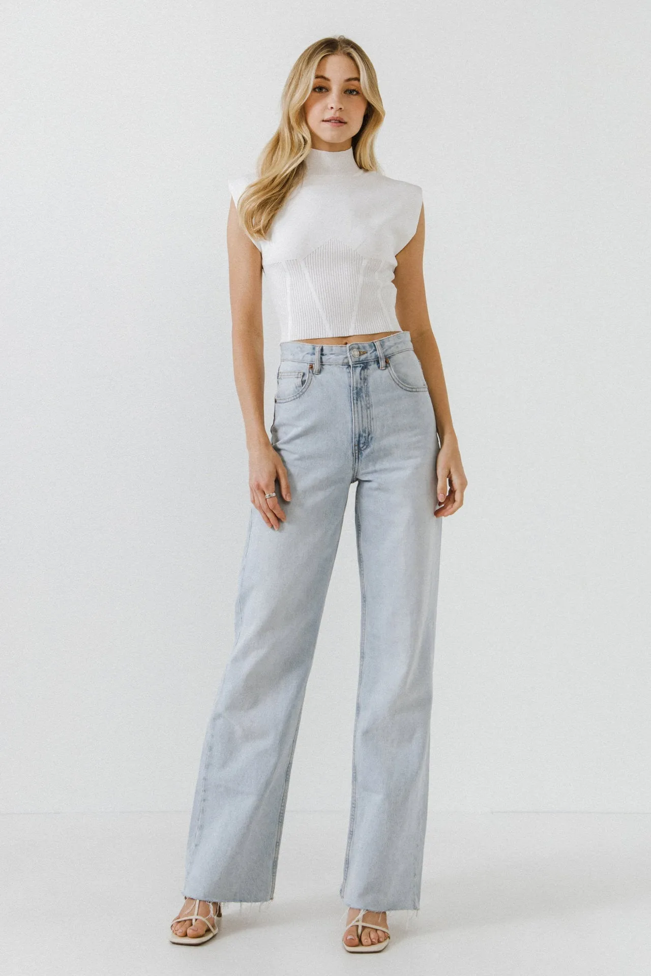 Mock Neck Padded Knit Top sold by Endless Rose