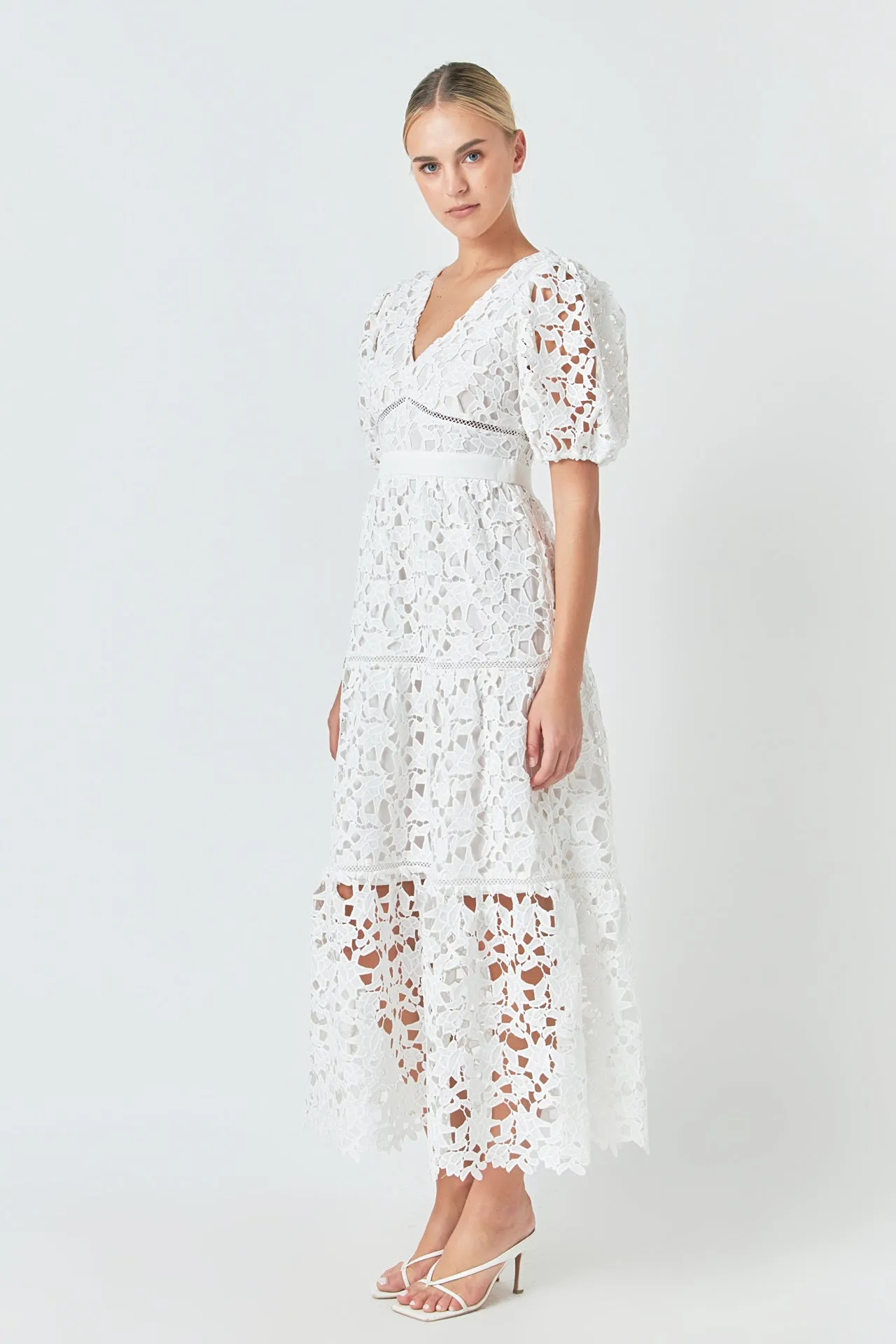 Puff Sleeve Lace Tiered Maxi Dress - Final Sale sold by Endless Rose product image thumbnail 3