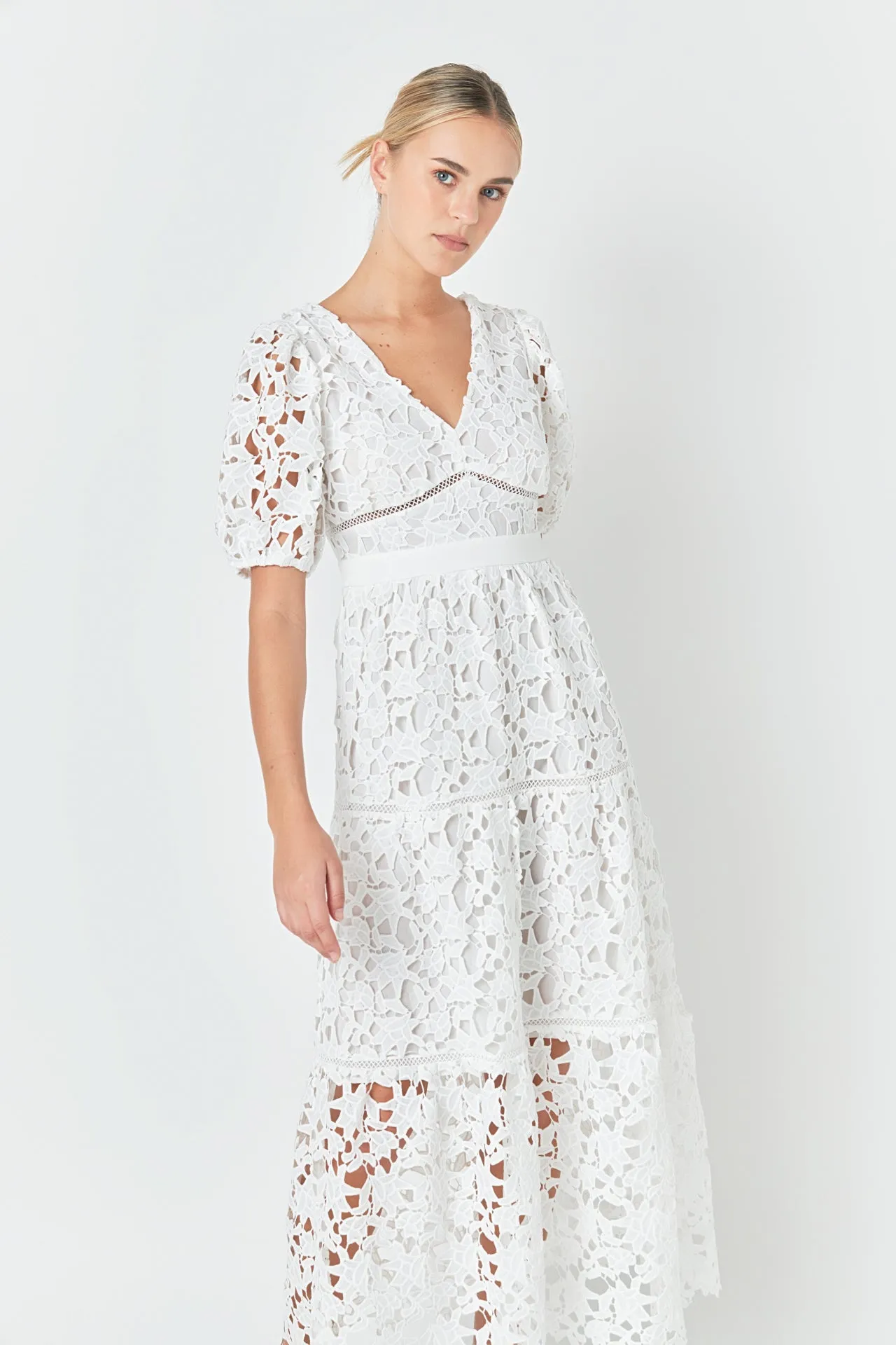 Puff Sleeve Lace Tiered Maxi Dress - Final Sale sold by Endless Rose product image thumbnail 5