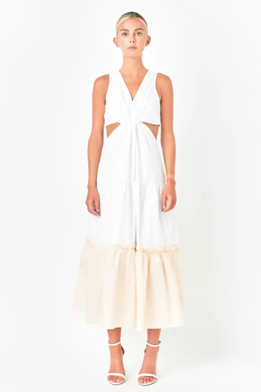 Twist Cut Out Color Block Maxi Dress sold by Endless Rose