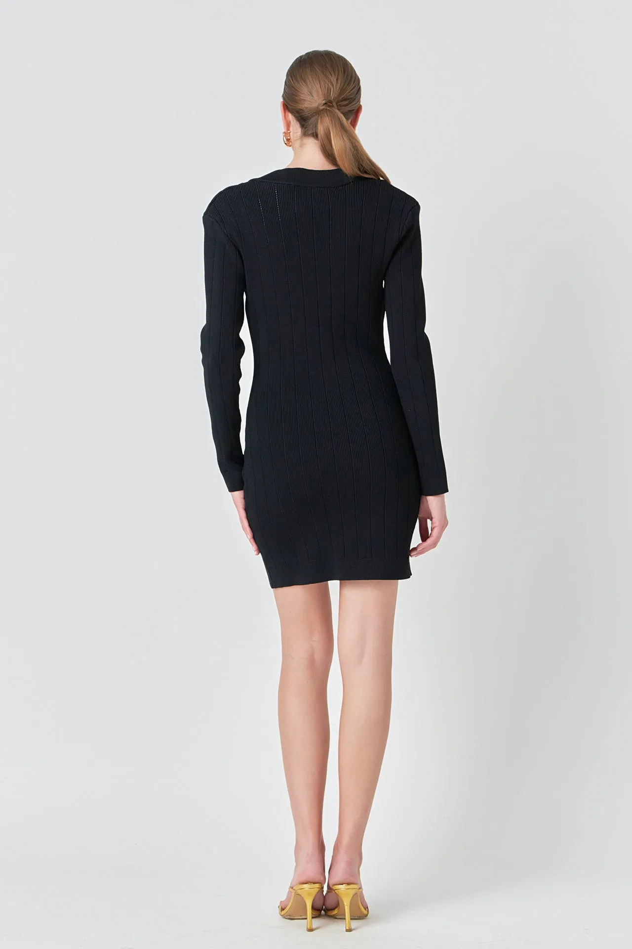Shank Button V-Neckline Knit Mini Dress sold by Endless Rose product image thumbnail 4
