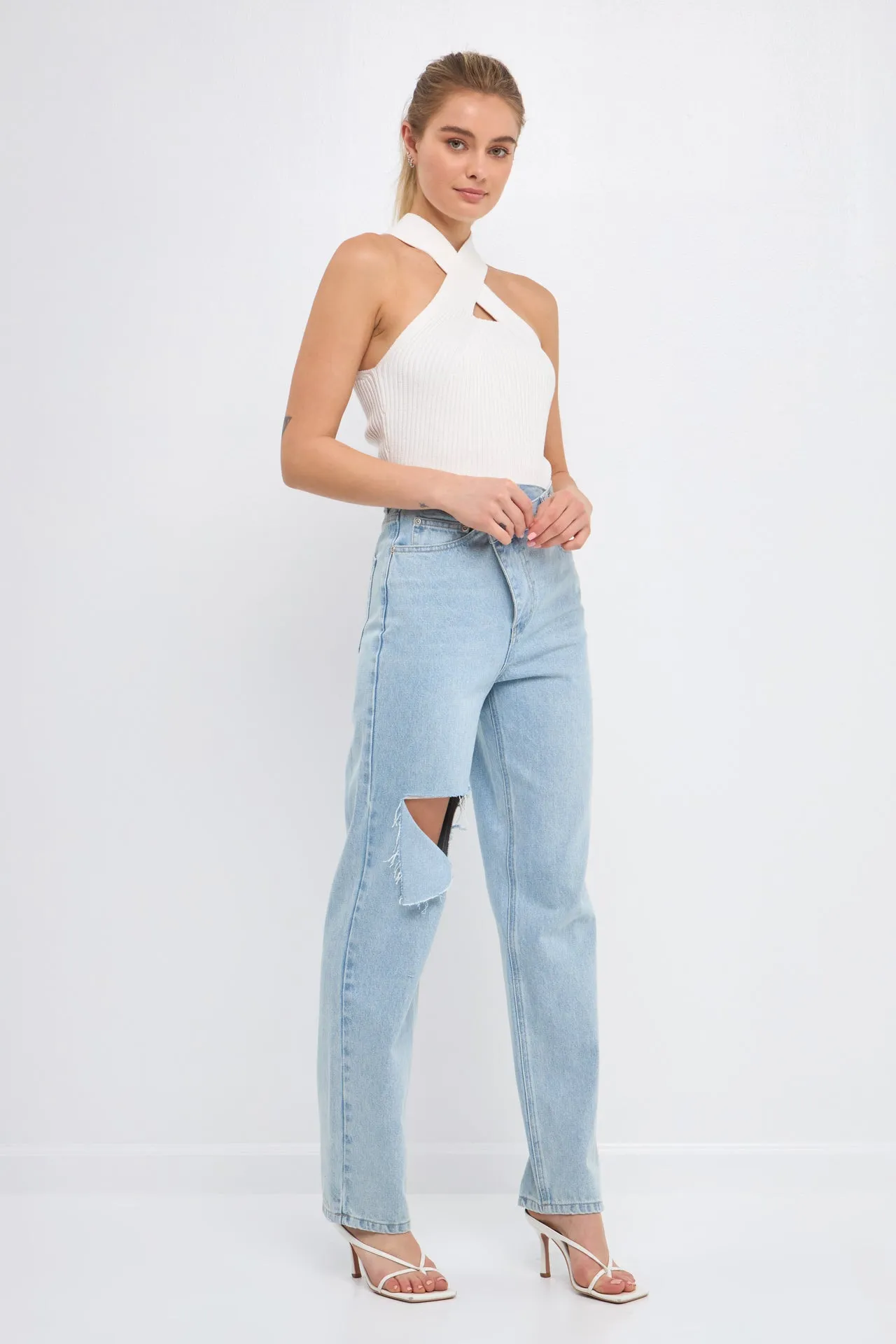 Cross Haltered Soft Rib Knit Tank sold by Endless Rose product image thumbnail 3