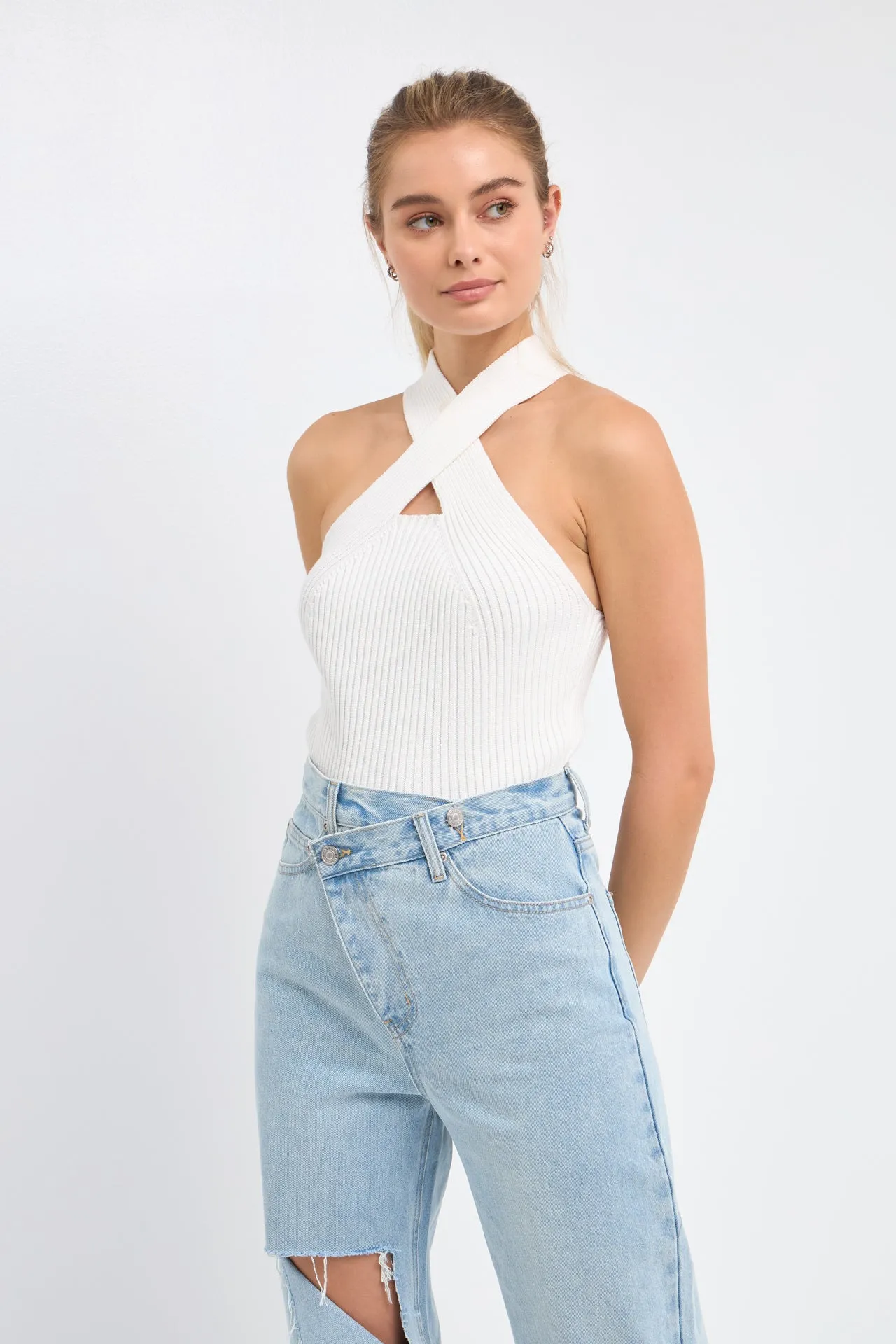 Cross Haltered Soft Rib Knit Tank sold by Endless Rose product image thumbnail 5