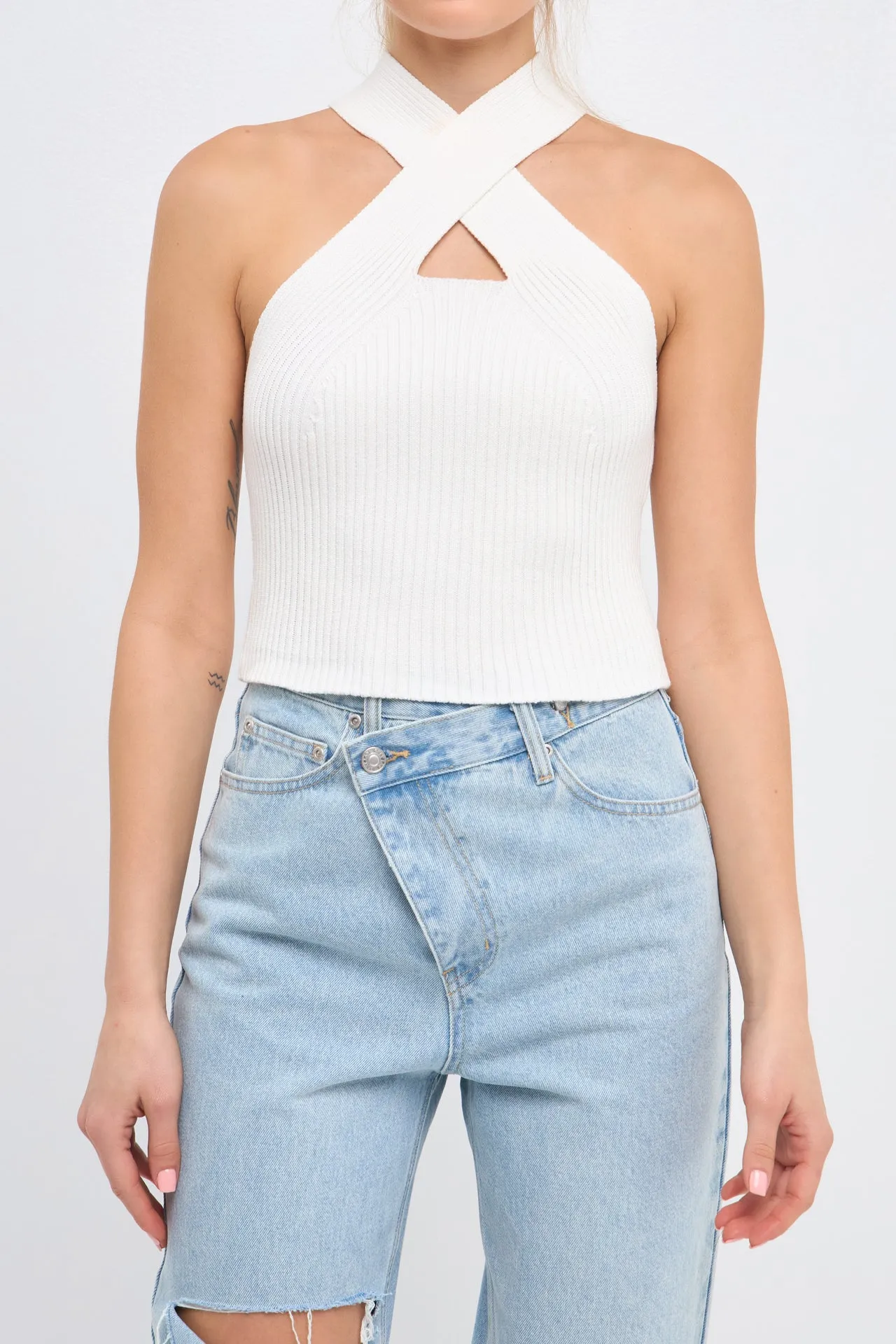 Cross Haltered Soft Rib Knit Tank sold by Endless Rose product image thumbnail 2