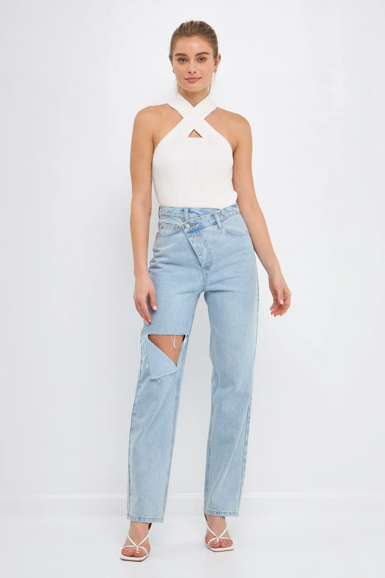 Cross Haltered Soft Rib Knit Tank sold by Endless Rose