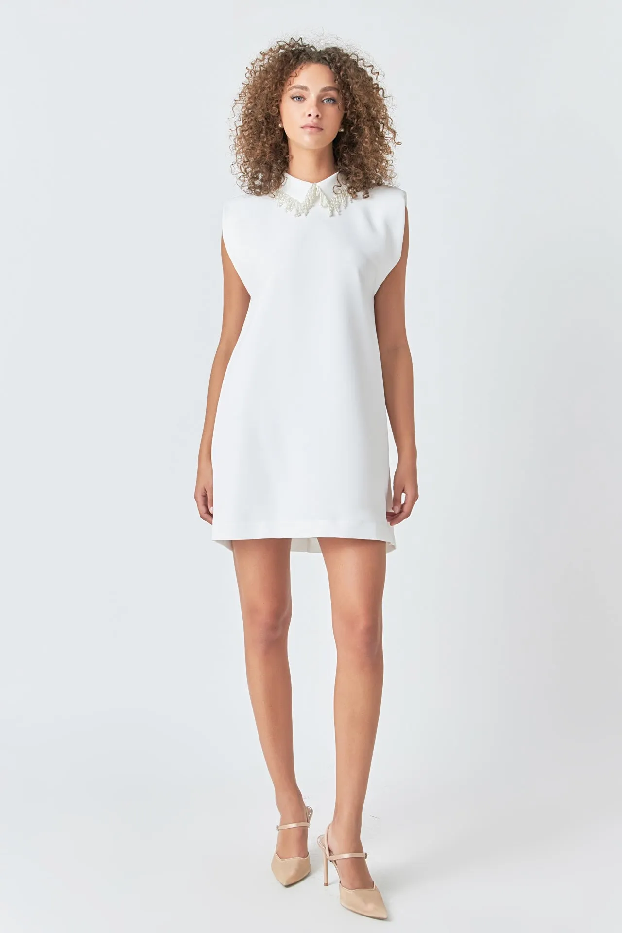 Pearl Collar Sleeveless Mini Dress sold by Endless Rose