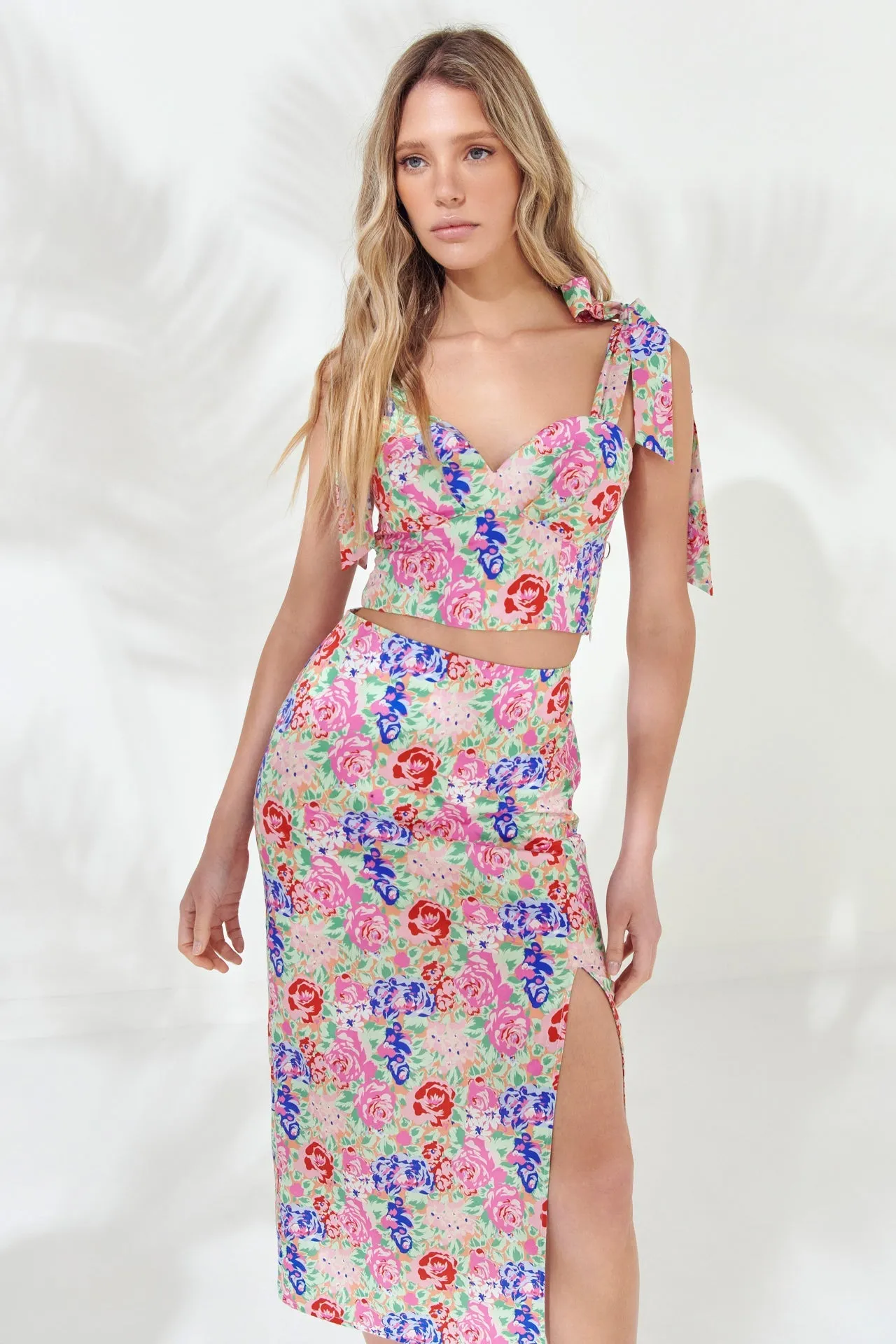 Cotton Floral Print Slit Maxi Skirt sold by Endless Rose product image thumbnail 4