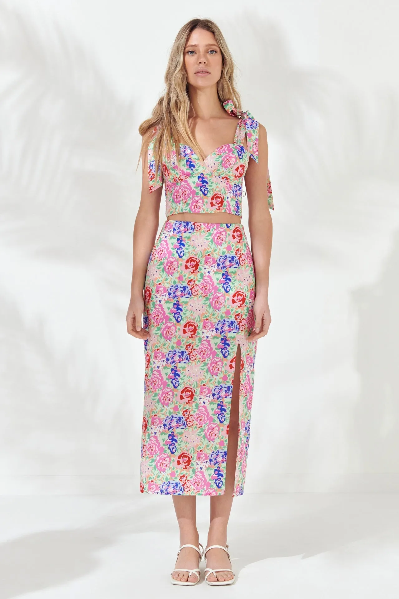 Cotton Floral Print Slit Maxi Skirt sold by Endless Rose