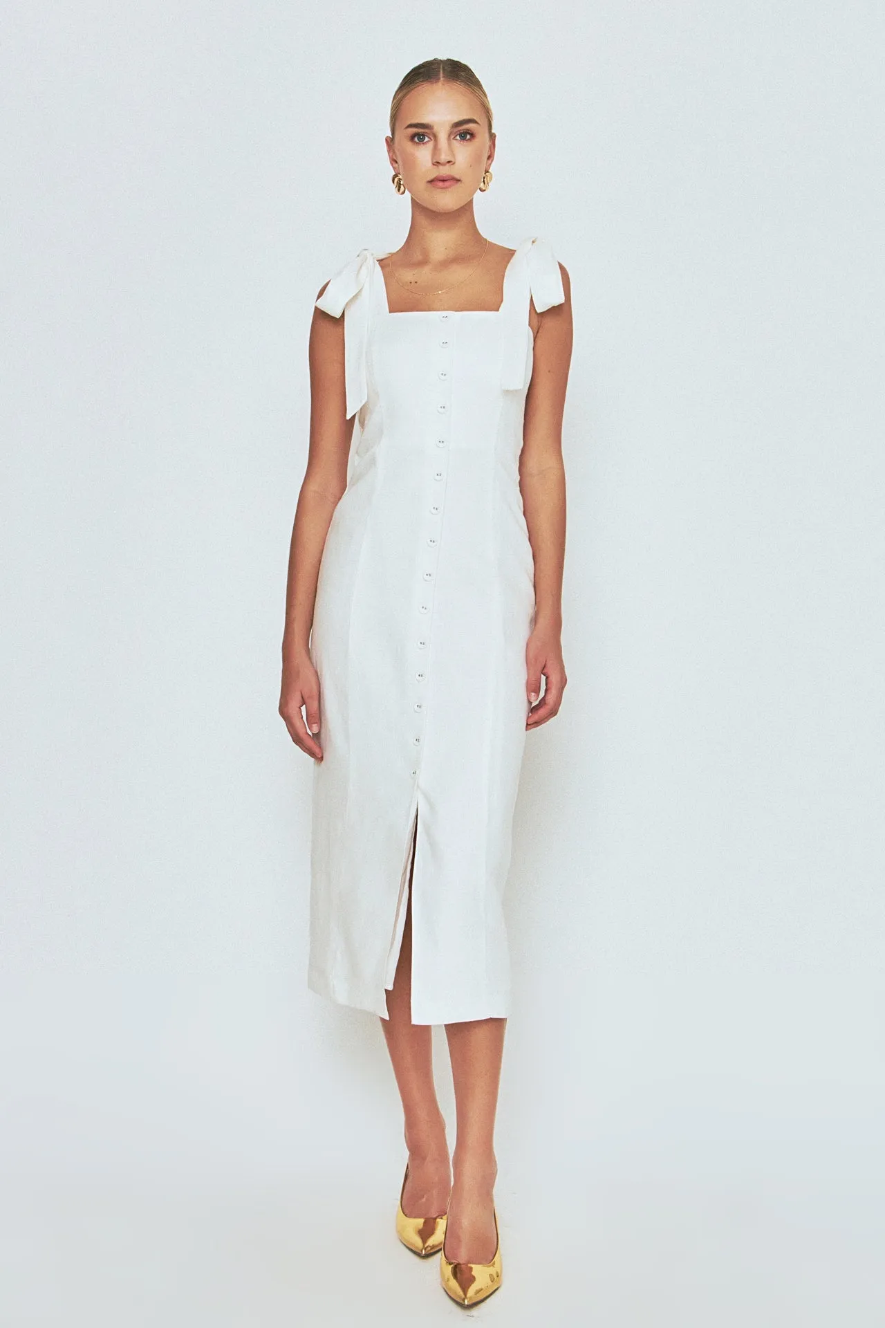 Linen Buttoned Maxi Dress sold by Endless Rose