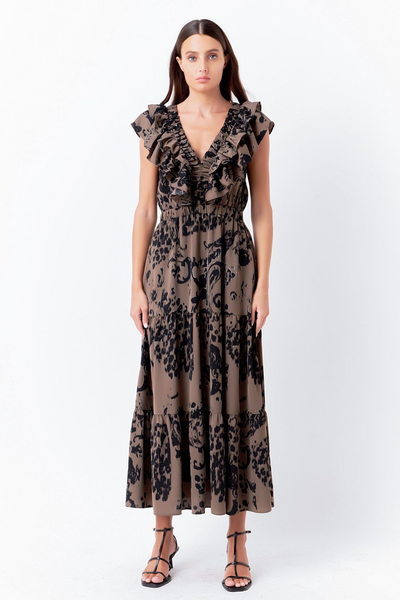 Animal Printed Ruffled Maxi Dress sold by Endless Rose