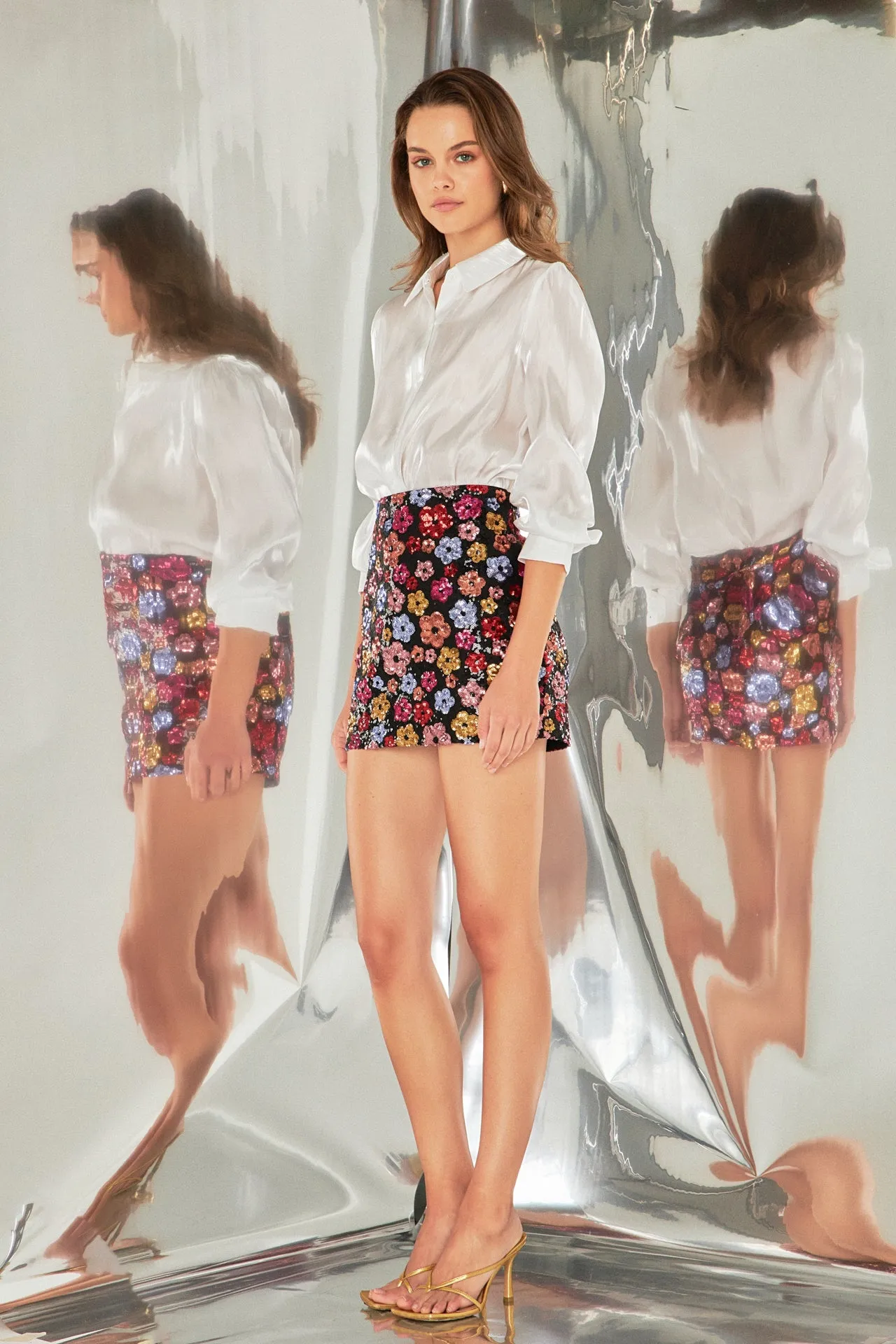 Sequins Floral Mini Skirt sold by Endless Rose product image thumbnail 3