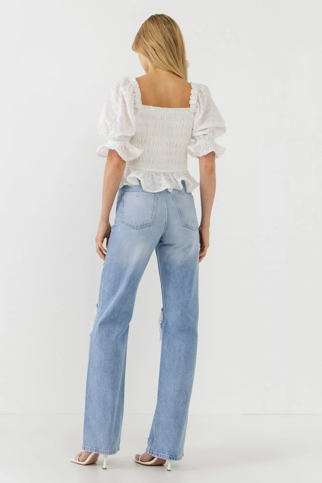 All Over Embroidered Lace Smocked Top sold by Endless Rose product image thumbnail 4