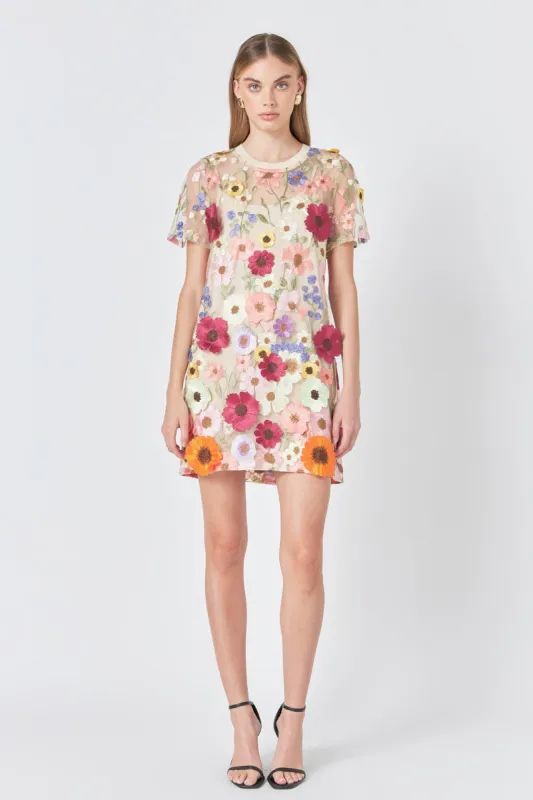 Floral Applique Mini Dress sold by Endless Rose