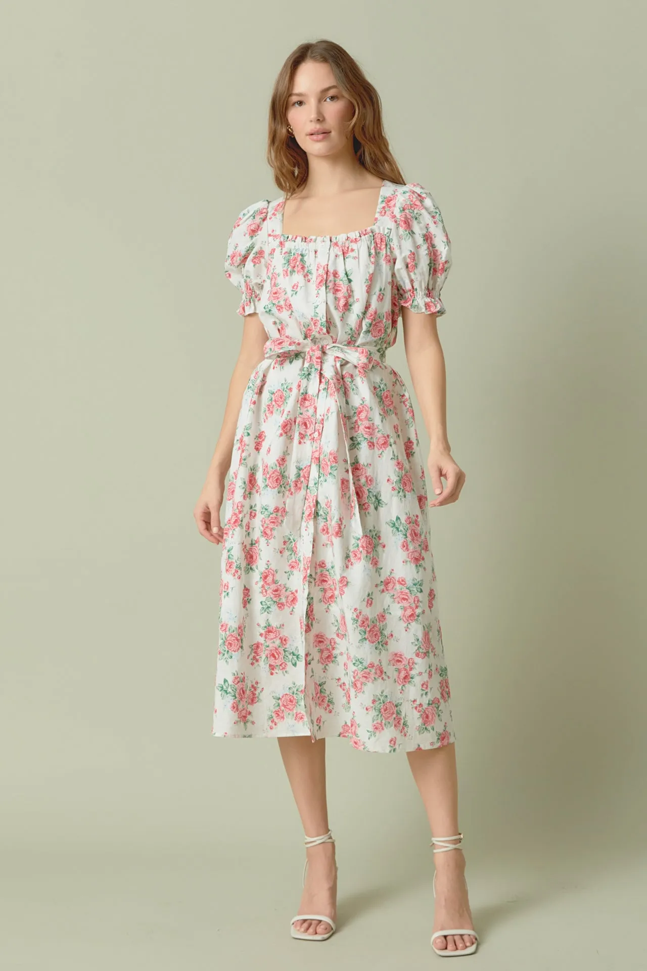 Floral Print Linen Midi Dress sold by Endless Rose