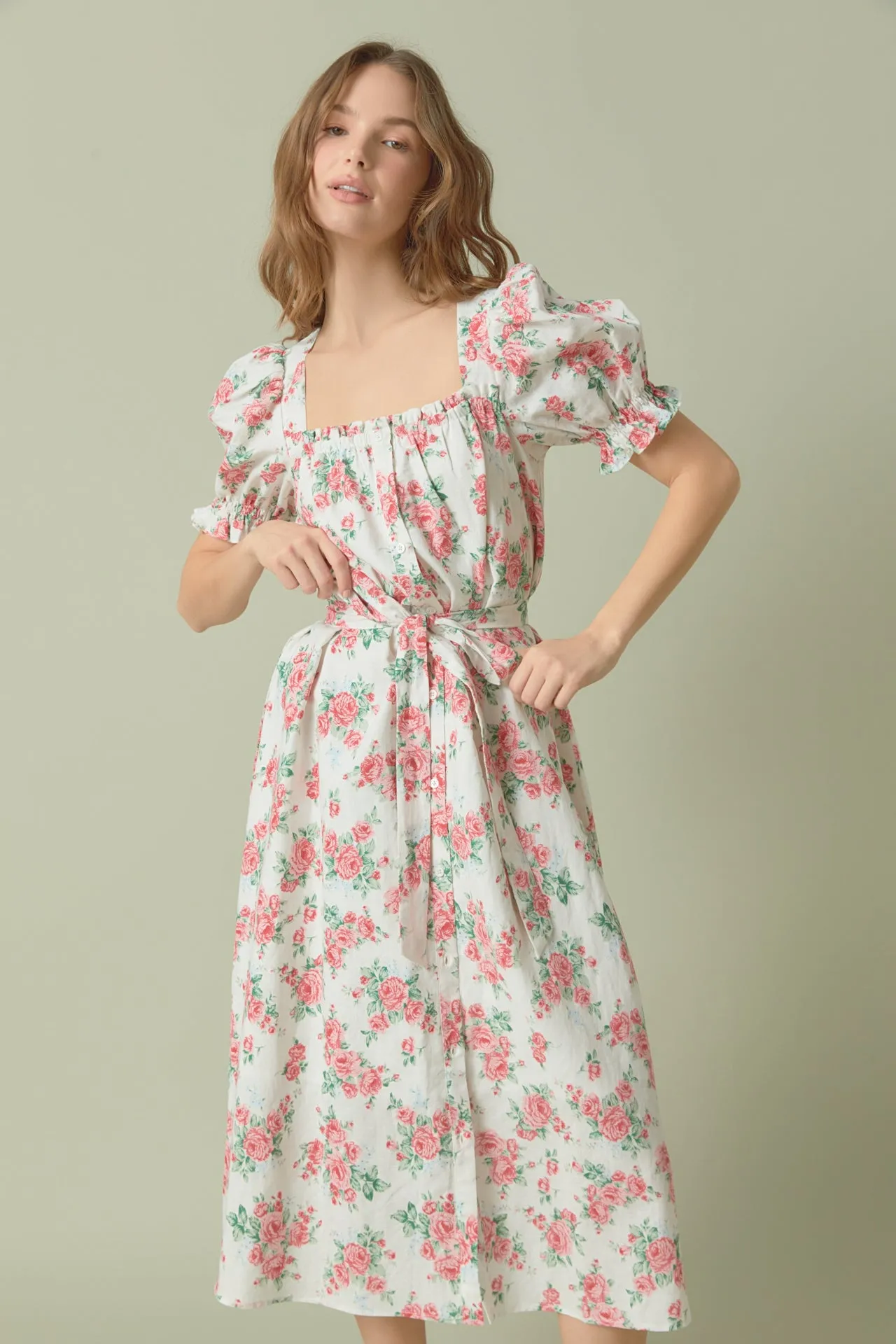 Floral Print Linen Midi Dress sold by Endless Rose product image thumbnail 5