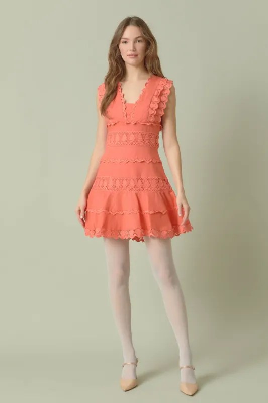 Plunging Neck Lace Trim Dress - Final Sale sold by Endless Rose