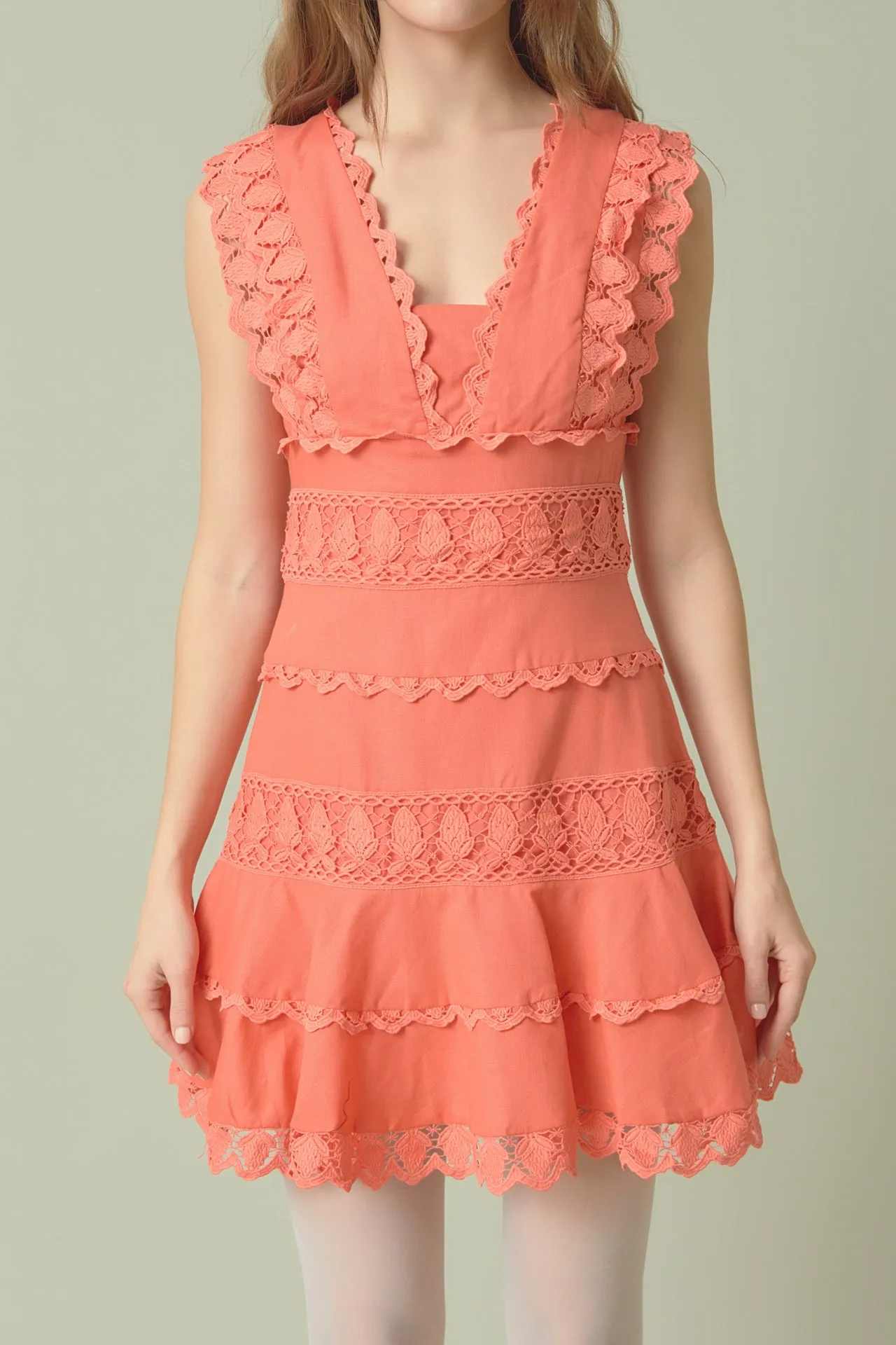 Plunging Neck Lace Trim Dress - Final Sale sold by Endless Rose product image thumbnail 2