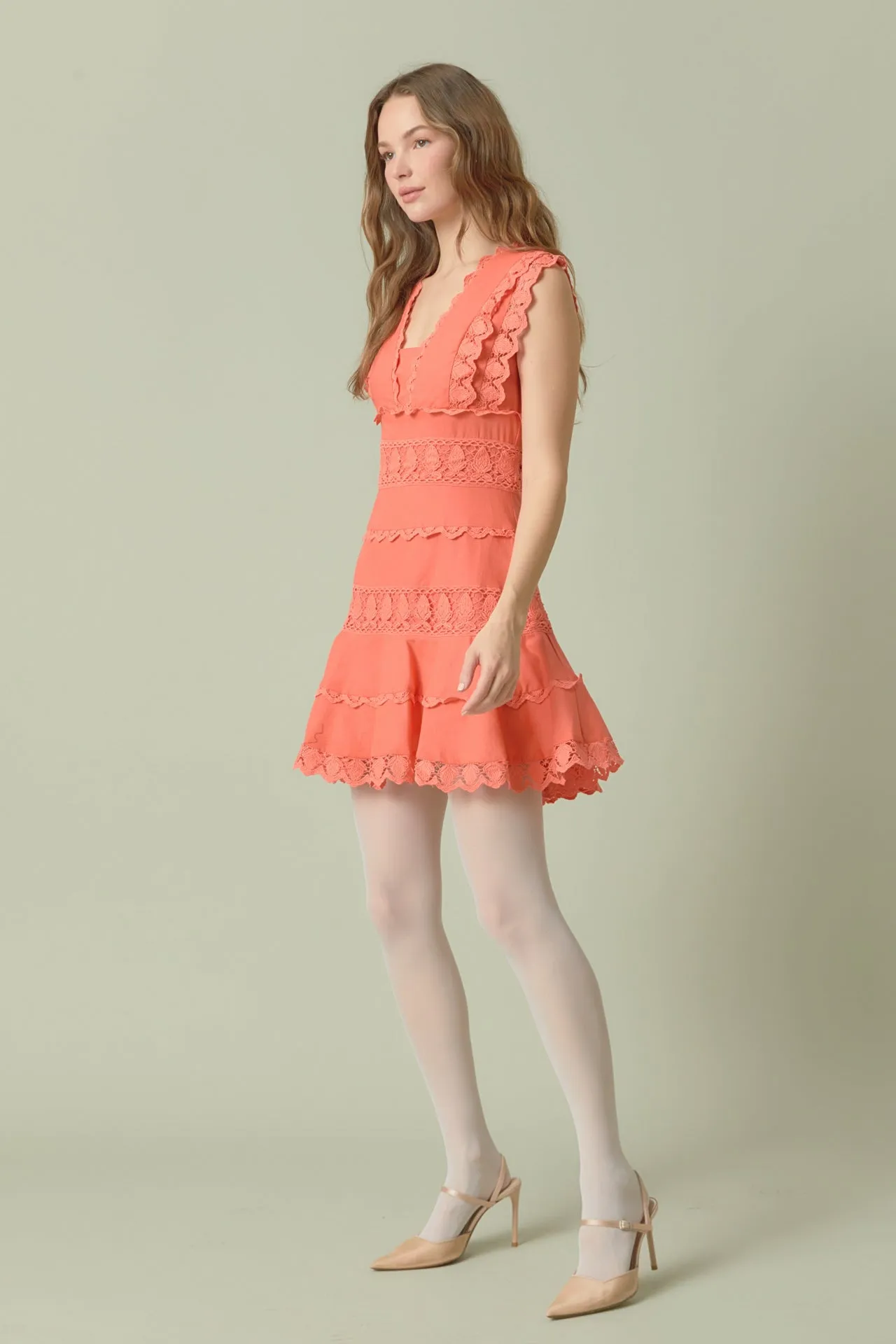 Plunging Neck Lace Trim Dress - Final Sale sold by Endless Rose product image thumbnail 3