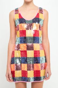 Sequins Gingham Mini Dress sold by Endless Rose