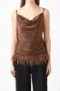 Satin Cowl Neck Top with Feather - Final Sale sold by Endless Rose