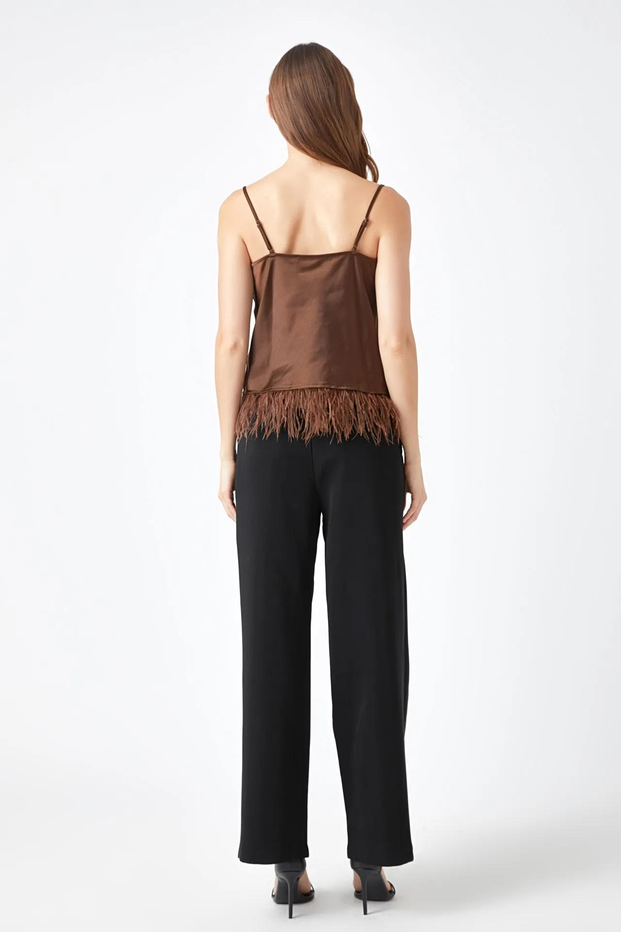 Satin Cowl Neck Top with Feather - Final Sale sold by Endless Rose product image thumbnail 4