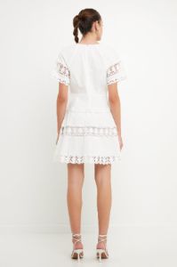 Lace Trim Mini Dress with Front Bow sold by Endless Rose