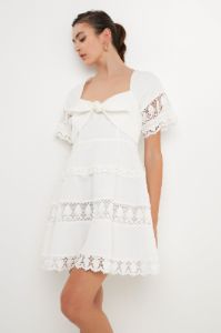 Lace Trim Mini Dress with Front Bow sold by Endless Rose