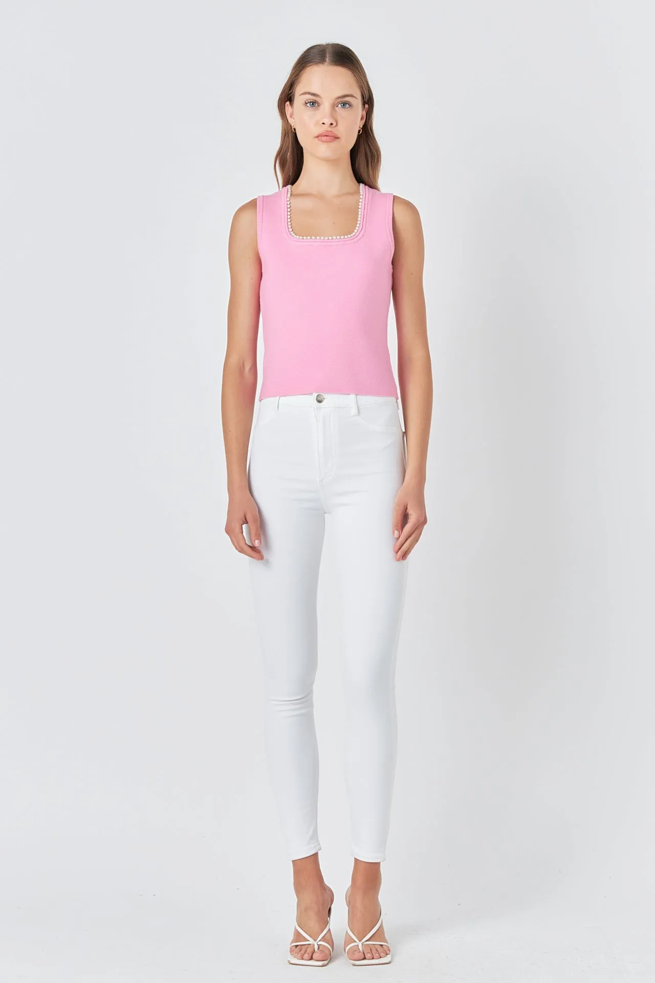 Pearl Trim Knit Tank Top - Final Sale sold by Endless Rose