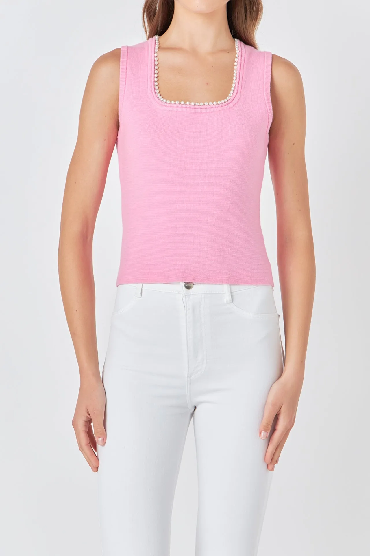 Pearl Trim Knit Tank Top - Final Sale sold by Endless Rose product image thumbnail 2