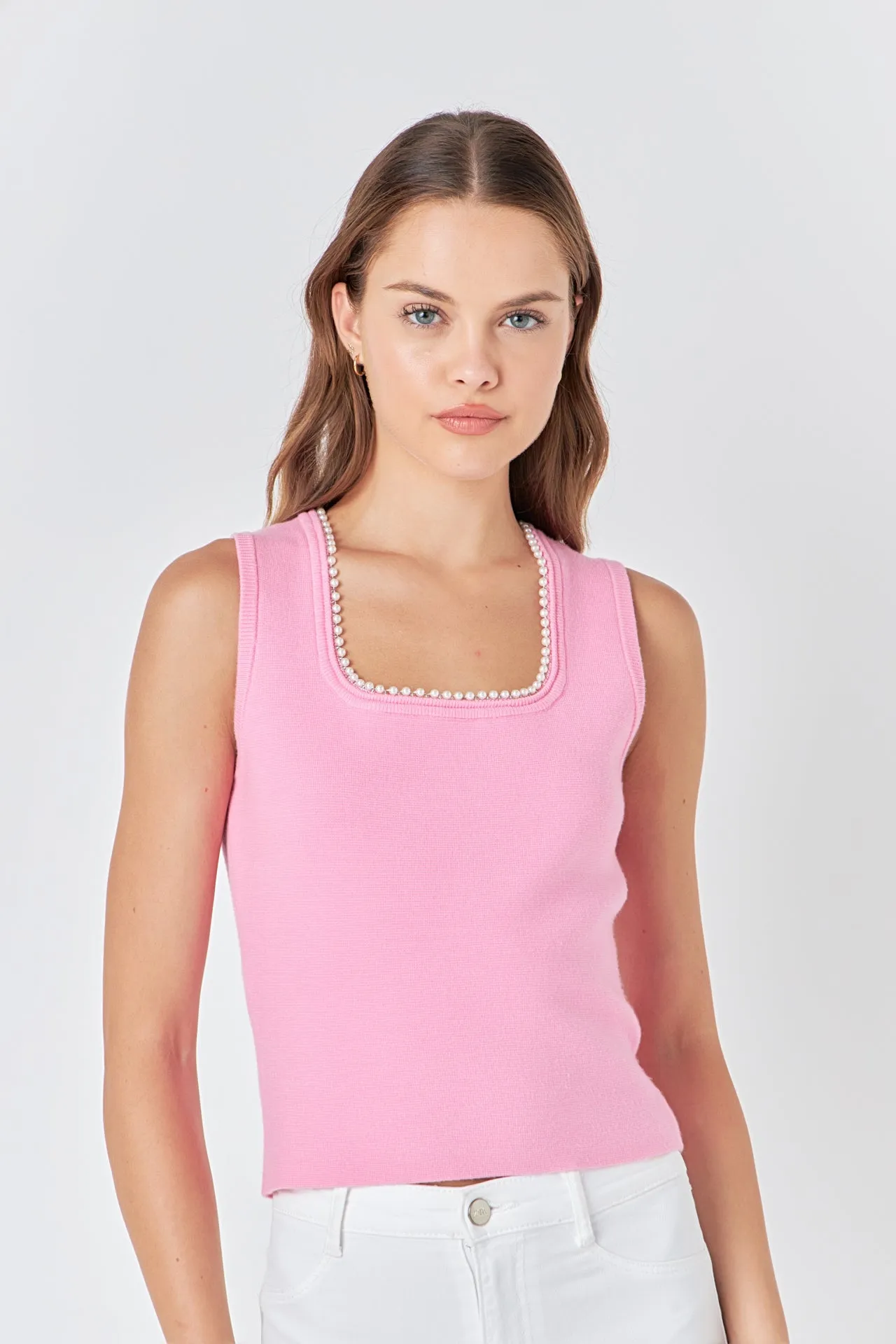 Pearl Trim Knit Tank Top - Final Sale sold by Endless Rose product image thumbnail 5