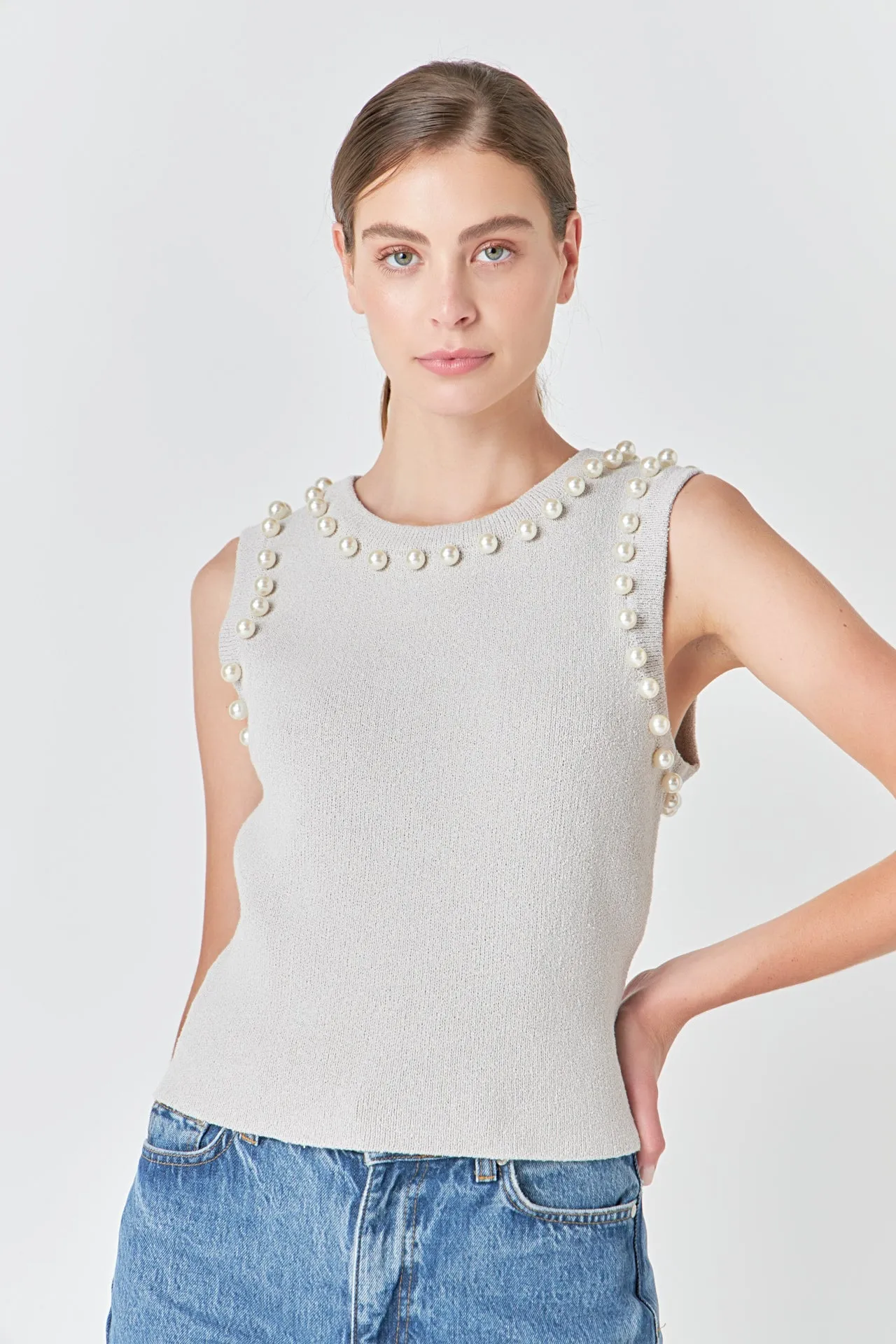 Pearl Detail Knit Tank Top sold by Endless Rose product image thumbnail 5