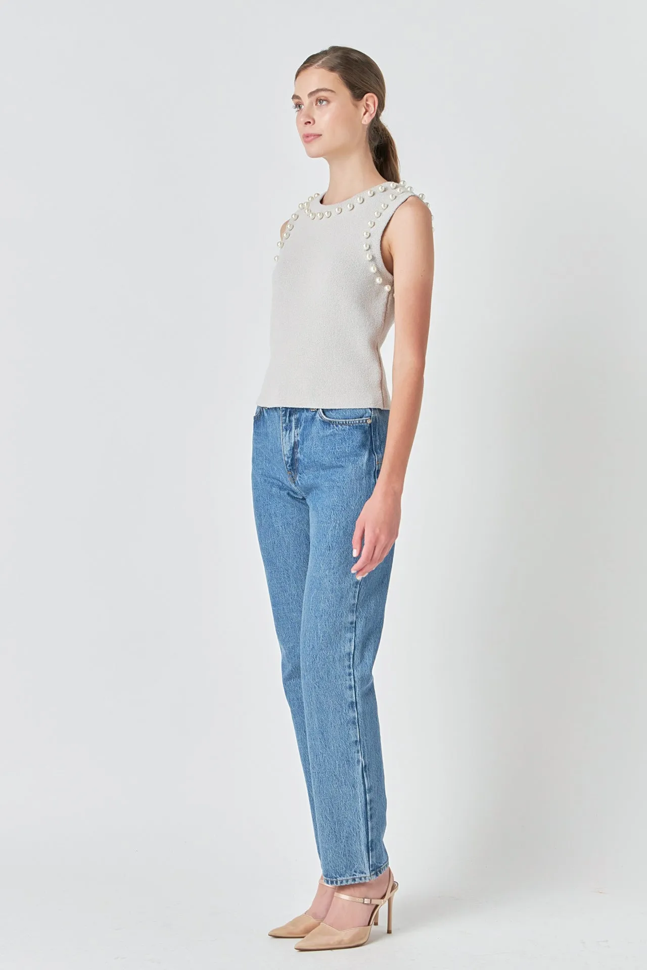 Pearl Detail Knit Tank Top sold by Endless Rose product image thumbnail 3