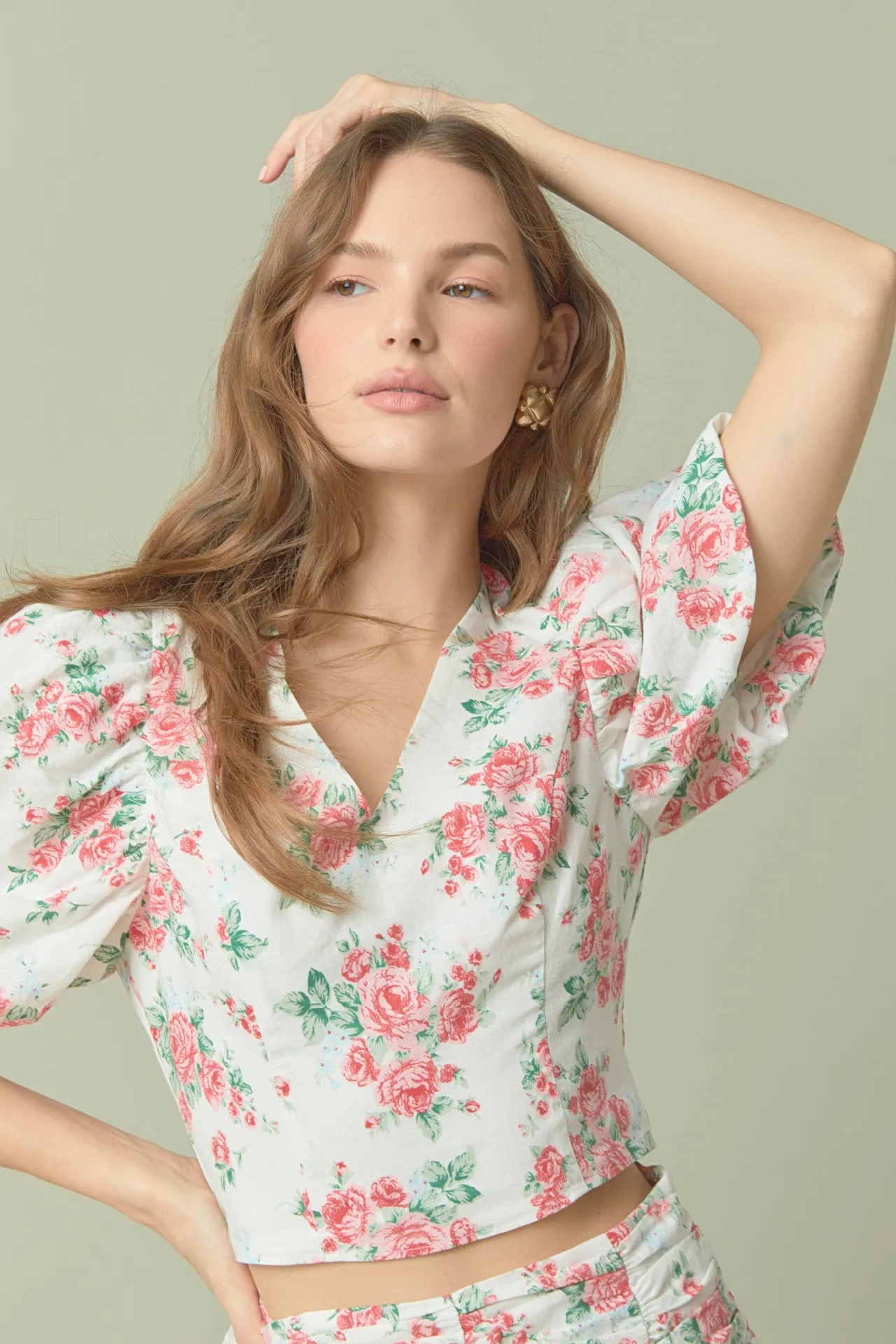 Floral Linen Puff Sleeve Top sold by Endless Rose product image thumbnail 5