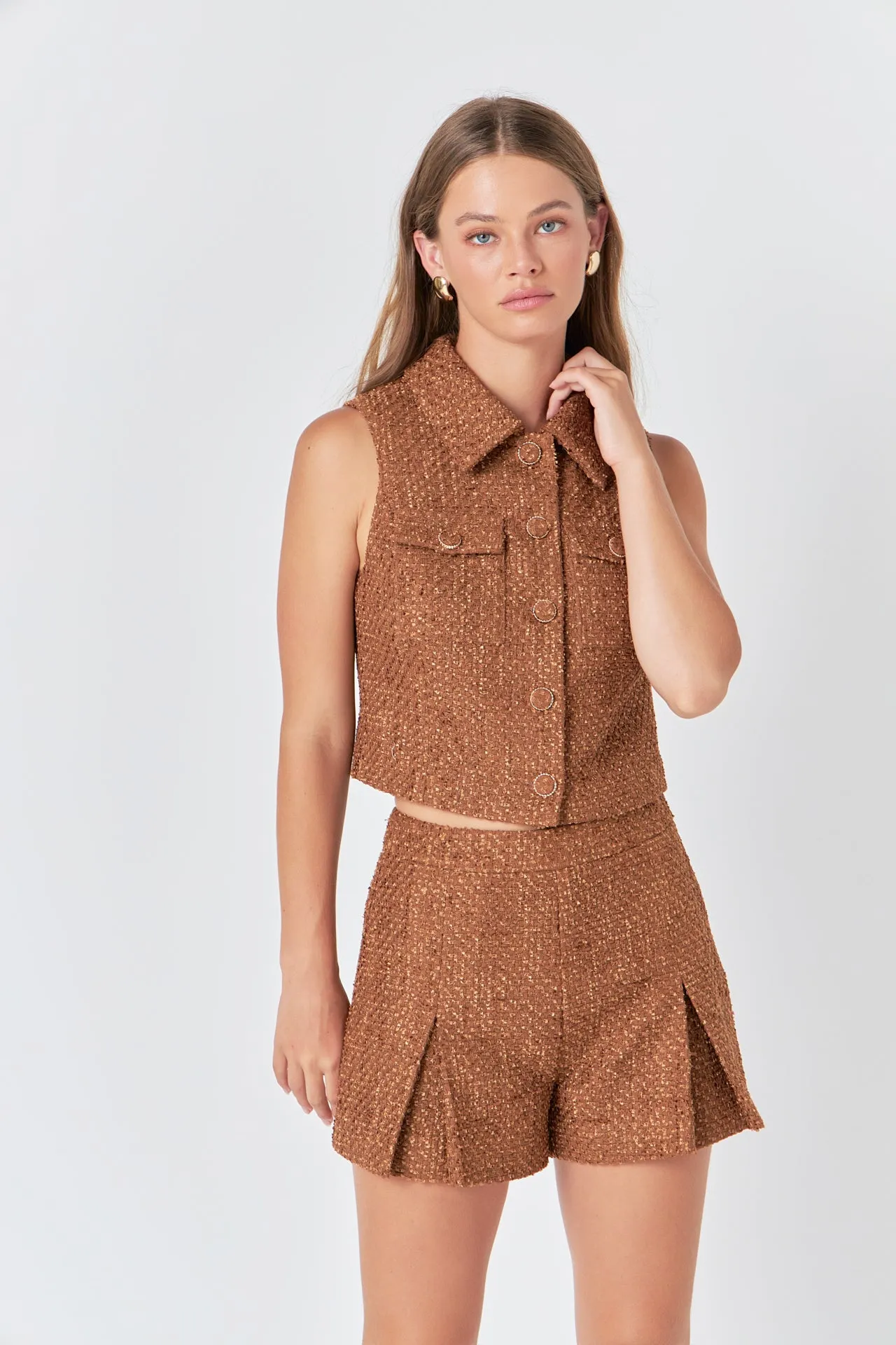 Tweed Short Sleeveless Jacket sold by Endless Rose product image thumbnail 5