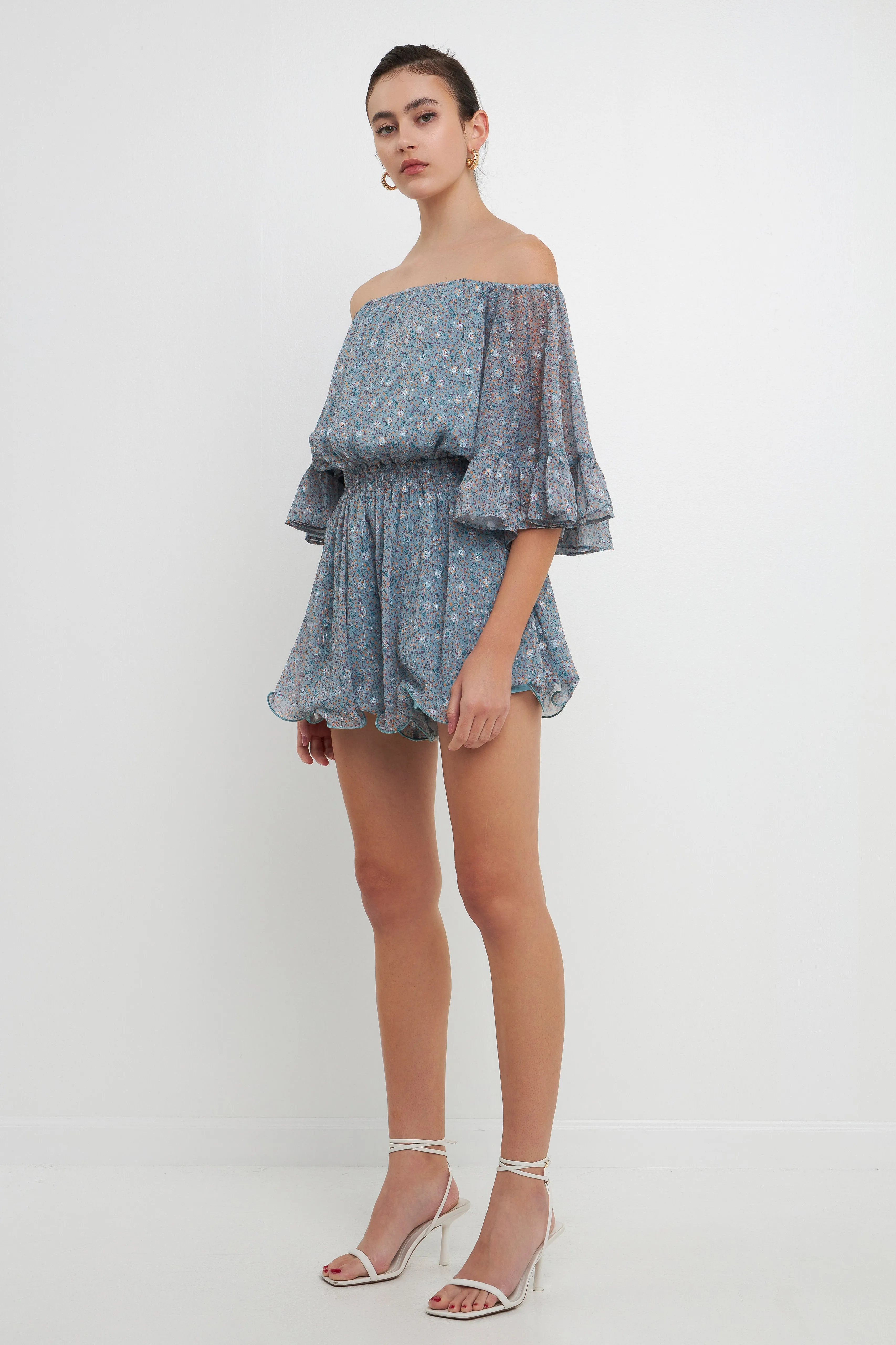 Ditsy Floral Off the Shoulder Romper sold by Endless Rose product image thumbnail 3