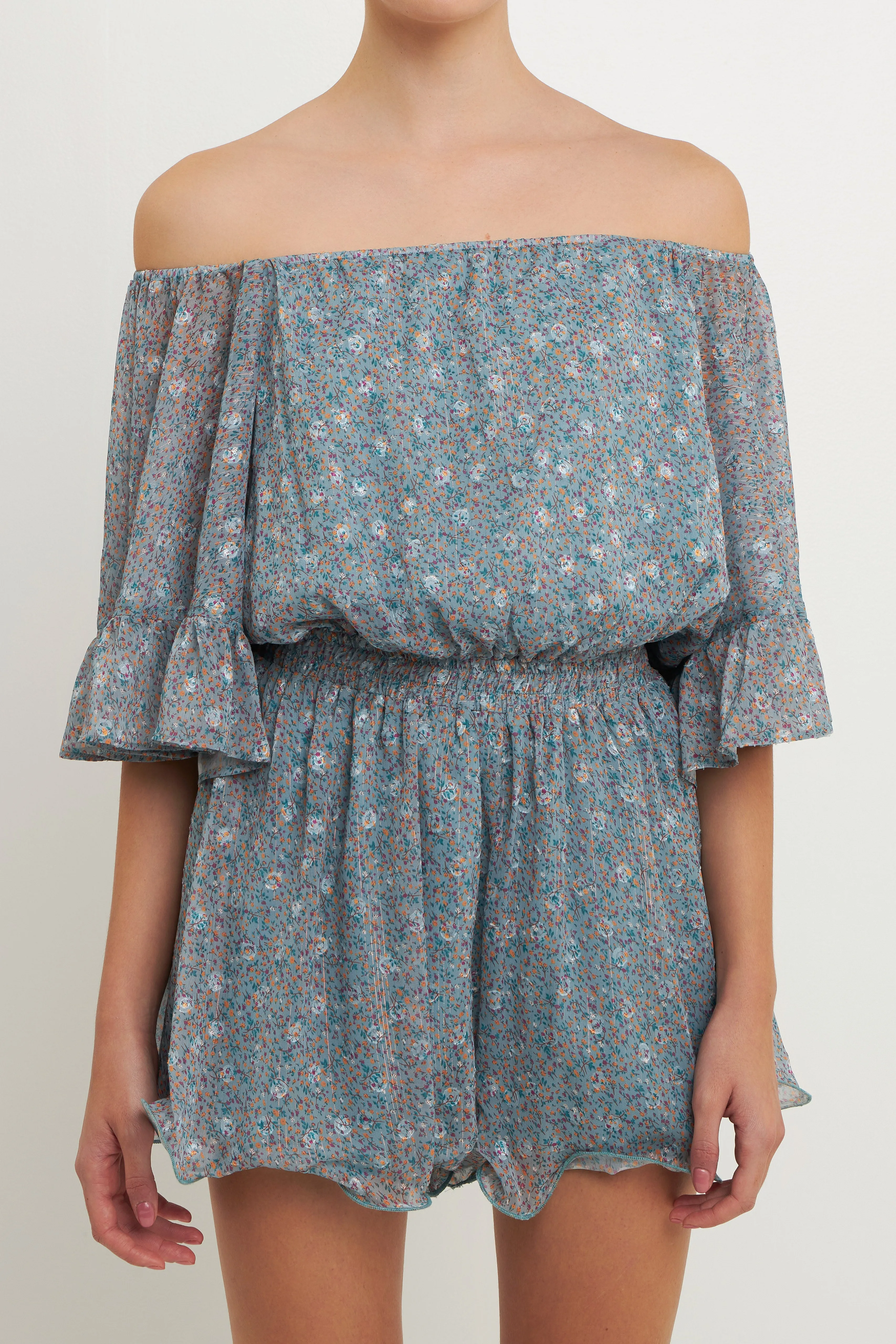 Ditsy Floral Off the Shoulder Romper sold by Endless Rose product image thumbnail 2