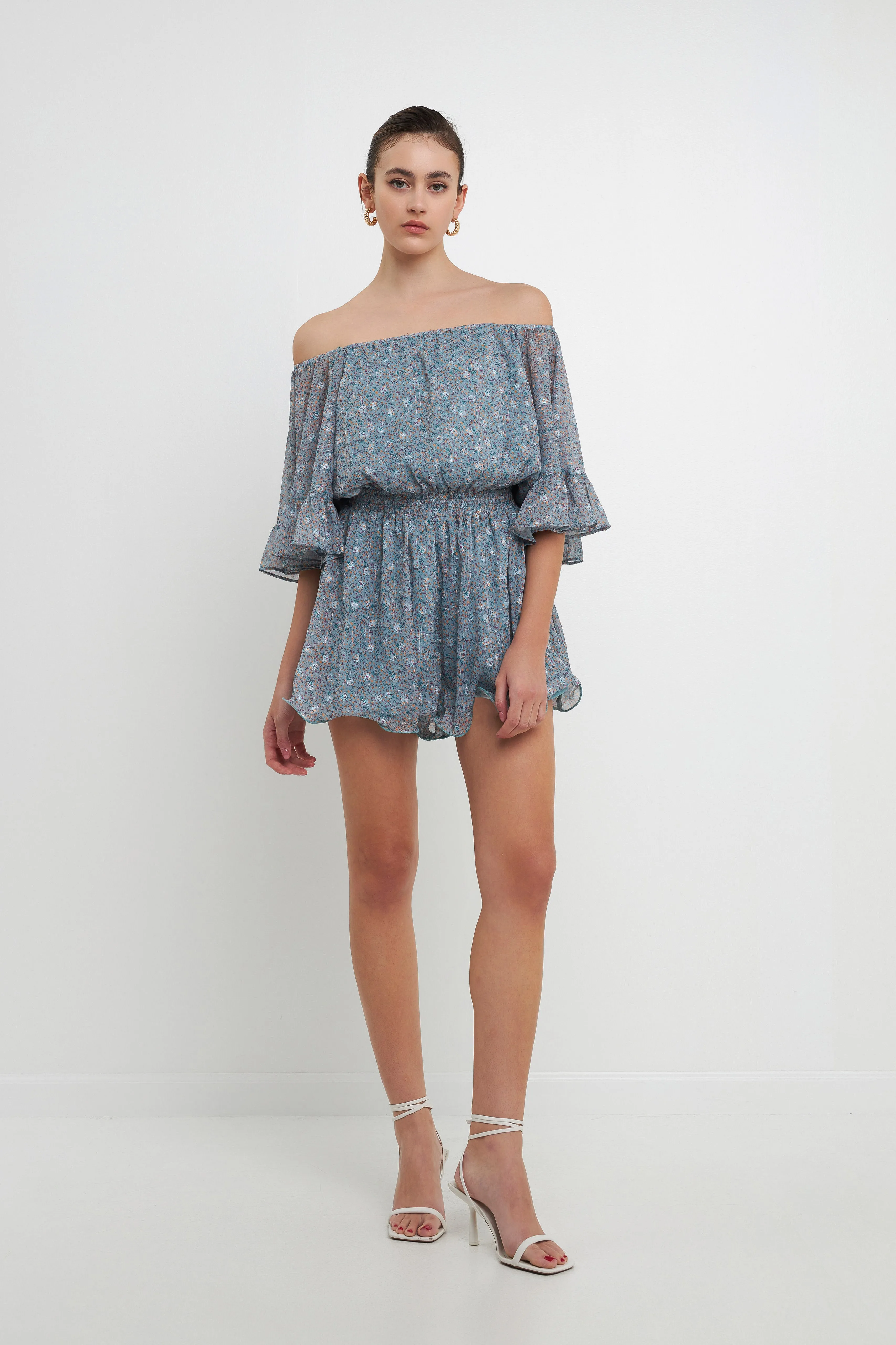 Ditsy Floral Off the Shoulder Romper sold by Endless Rose product image thumbnail 5