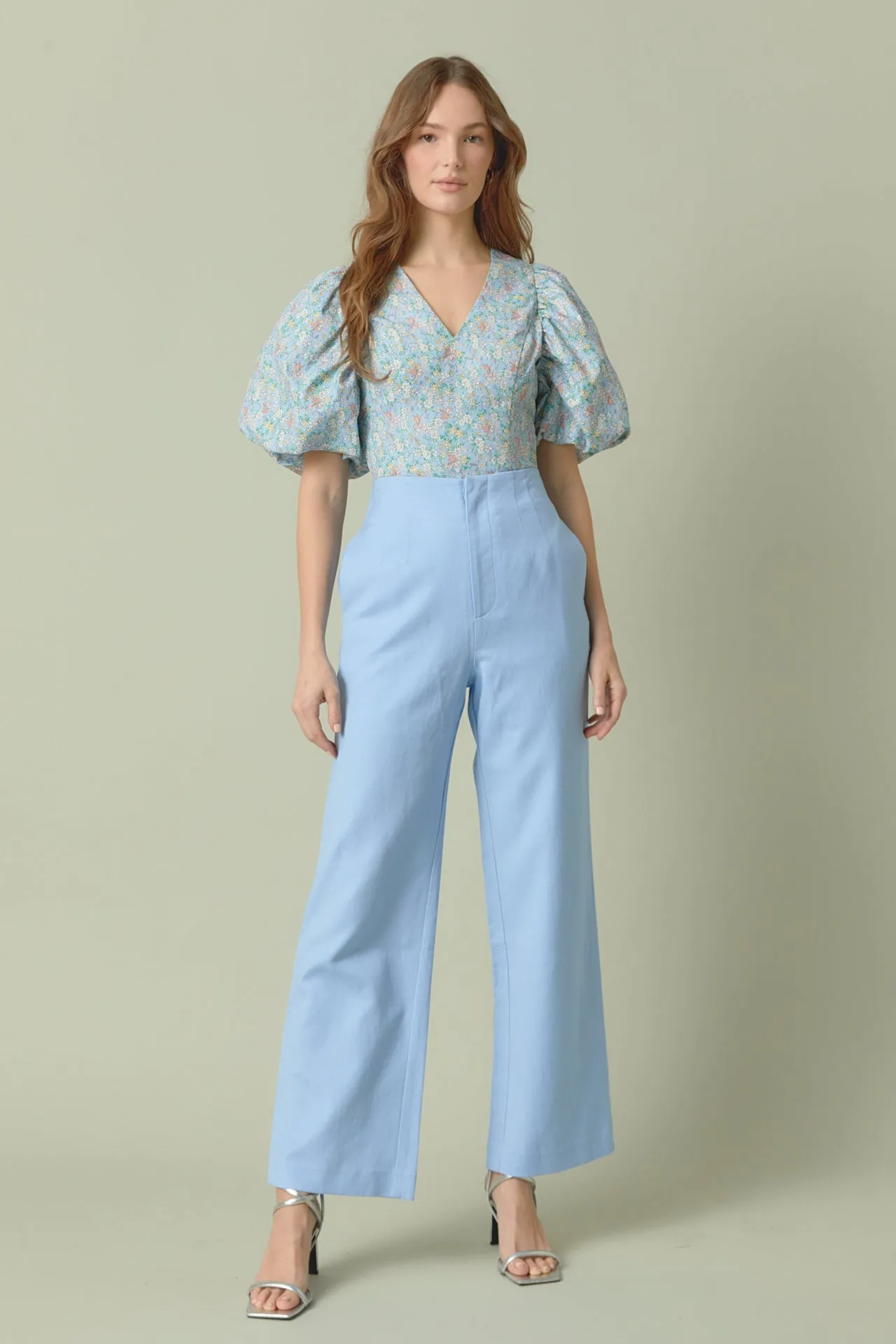 Floral Puff Sleeve Cropped Top sold by Endless Rose